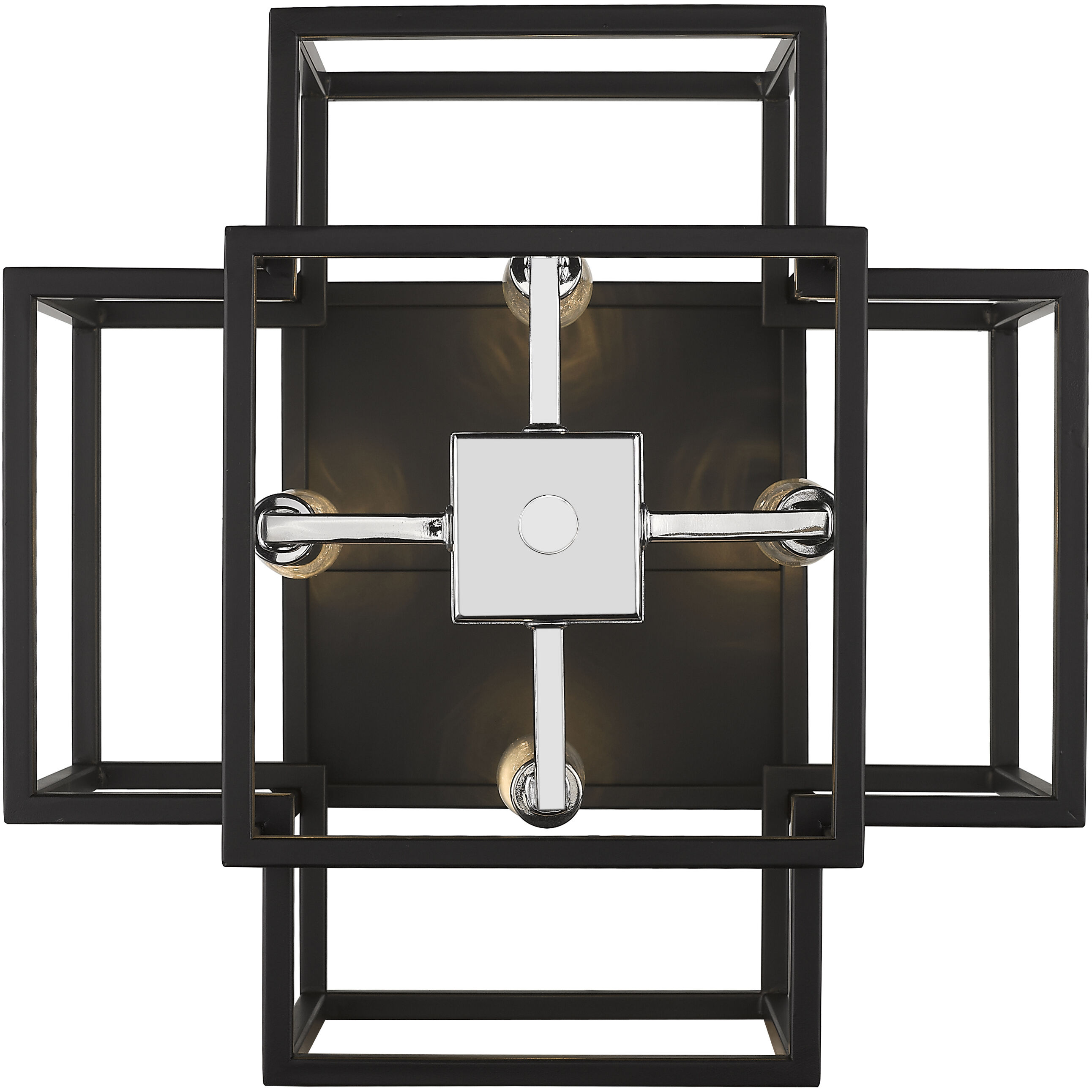 Titania 4 Light 14 inch Black and Chrome Flush Mount Ceiling Light in 5.5