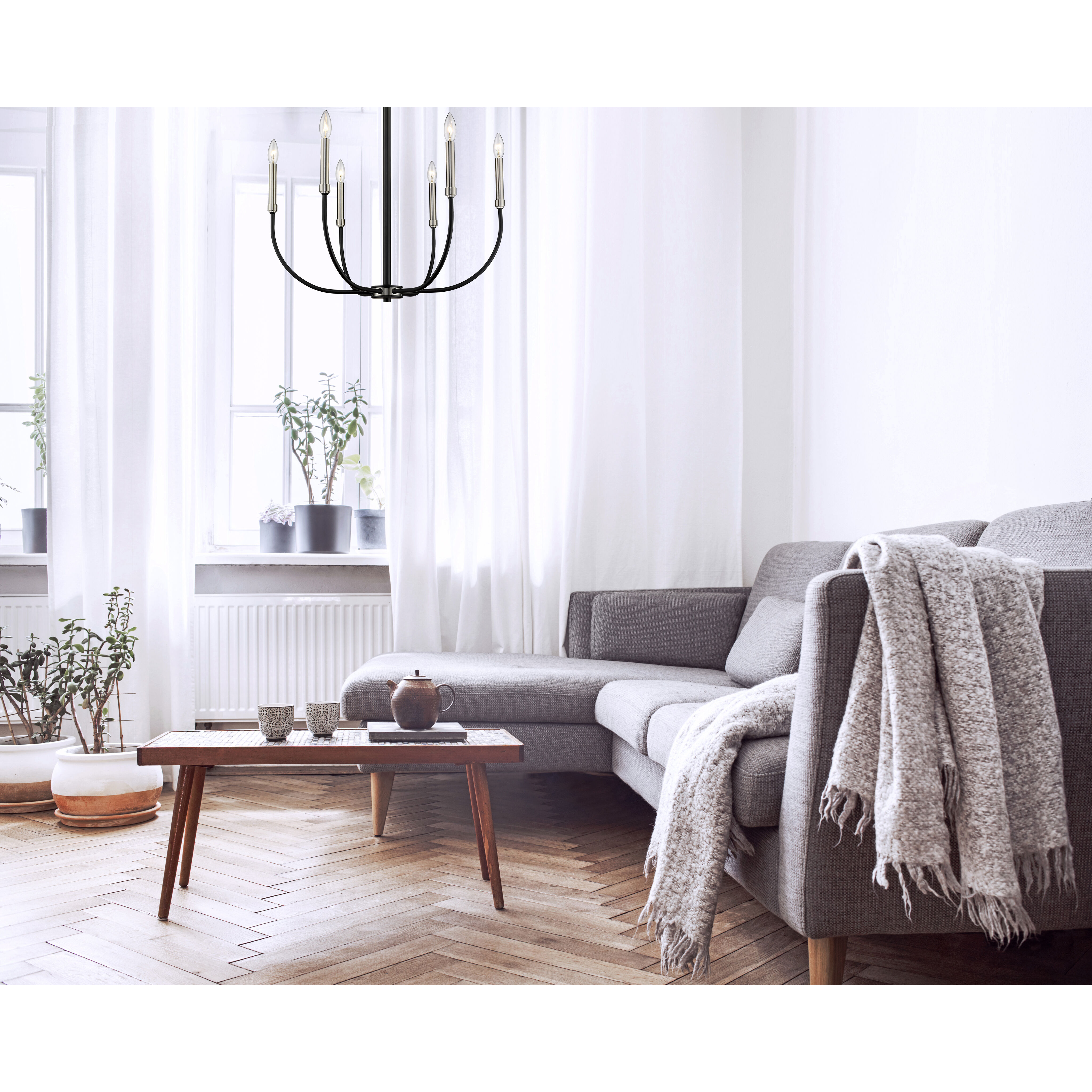 Haylie 6 Light 26 inch Matte Black and Brushed Nickel Chandelier Ceiling Light