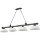 Cordon 4 Light 81.25 inch Bronze Plate Billiard Ceiling Light in White Linen Glass