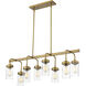 Calliope 8 Light 40 inch Foundry Brass Linear Chandelier Ceiling Light