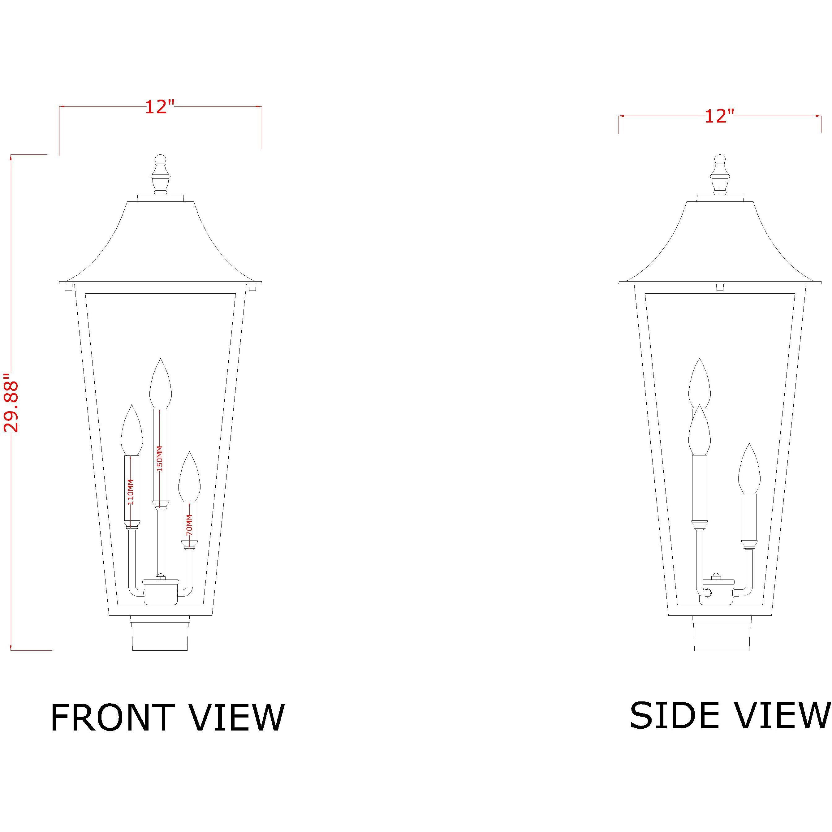 Gannon 3 Light 30 inch Black Outdoor Post Mounted Fixture in G9