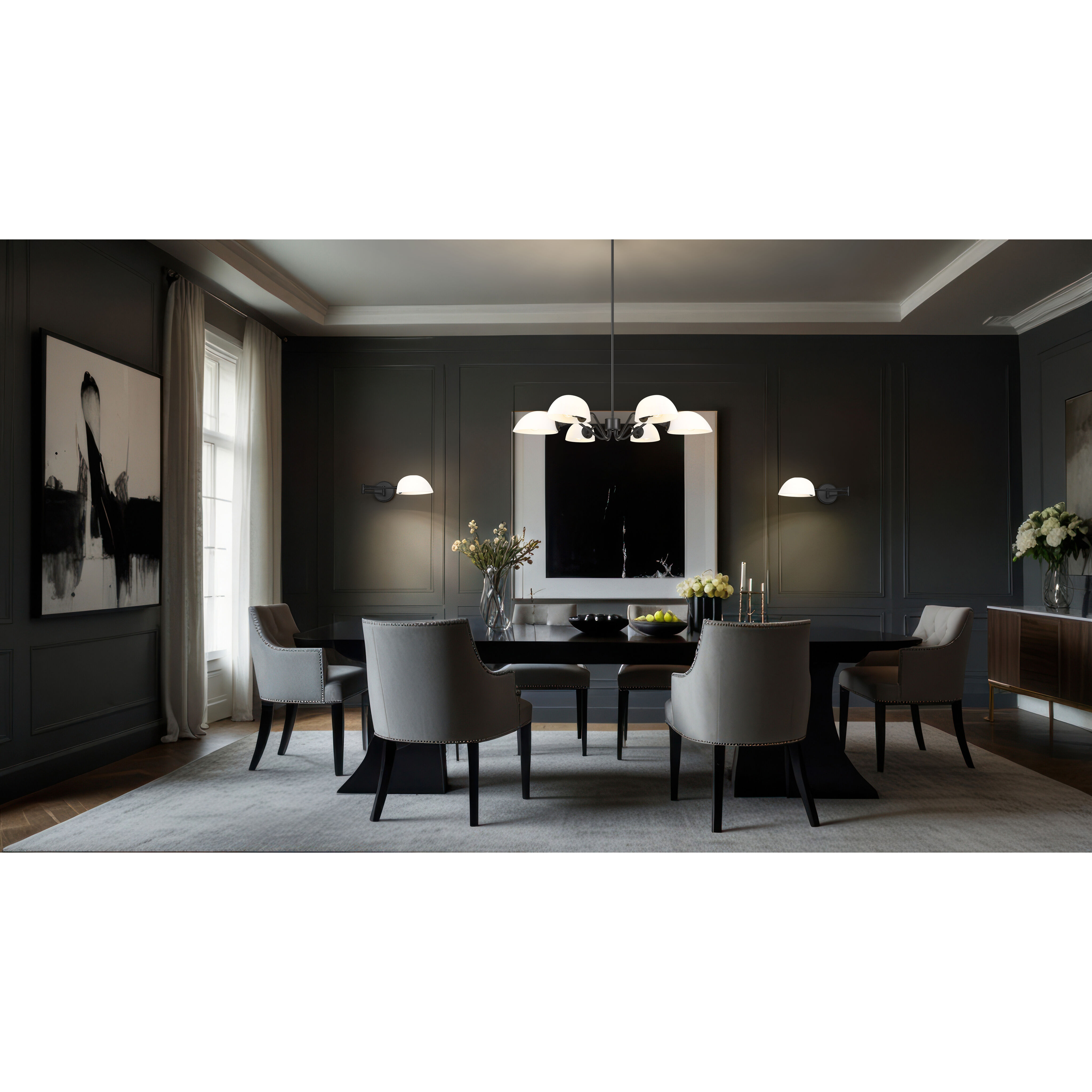 Breton 6 Light 39 inch Matte Black Chandelier Ceiling Light