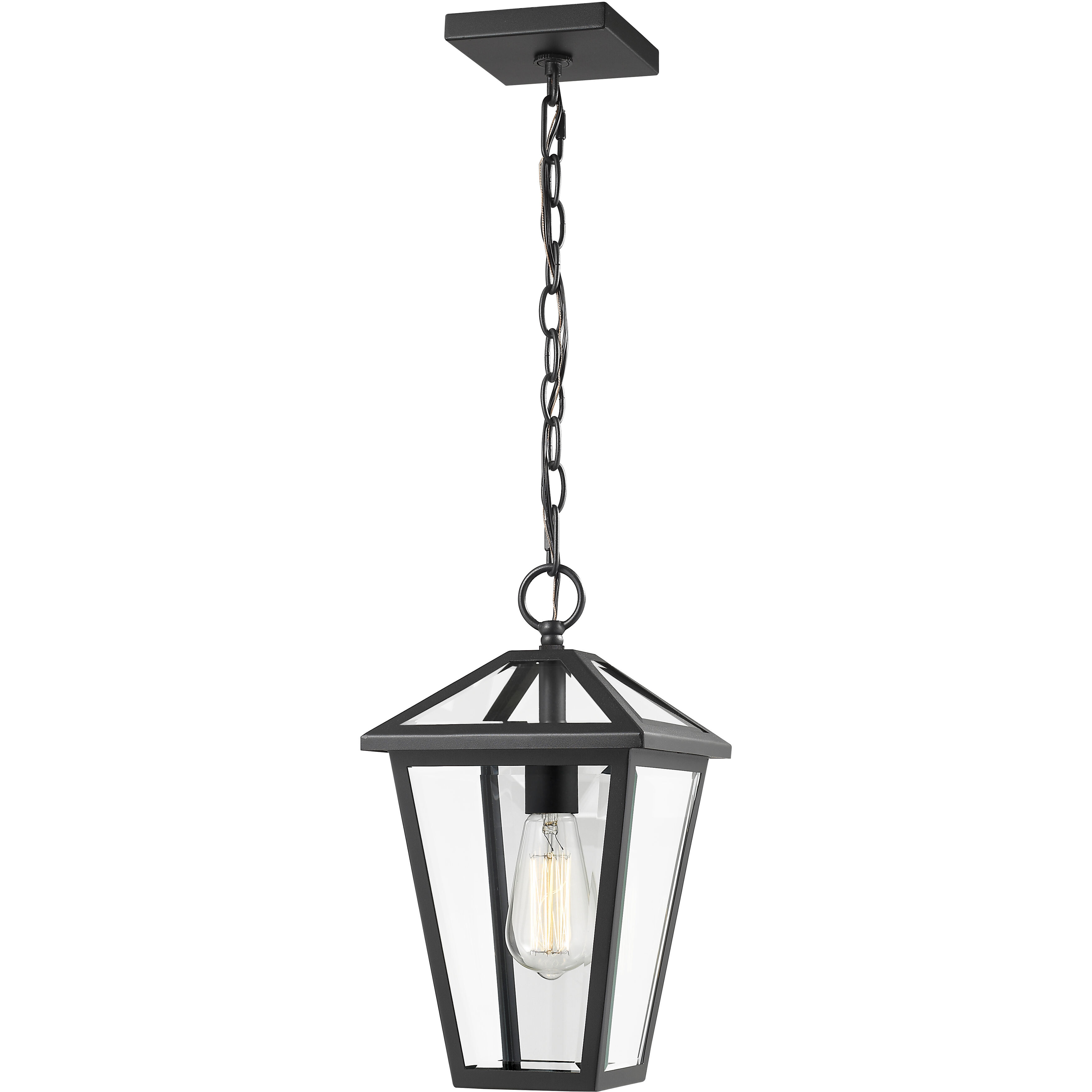 Talbot 1 Light 8.25 inch Black Outdoor Chain Mount Ceiling Fixture in Clear Beveled Glass