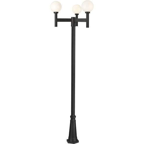 Laurent 3 Light 112 inch Black Outdoor Post Mounted Fixture in Opal