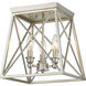 Trestle 3 Light 11 inch Antique Silver Flush Mount Ceiling Light