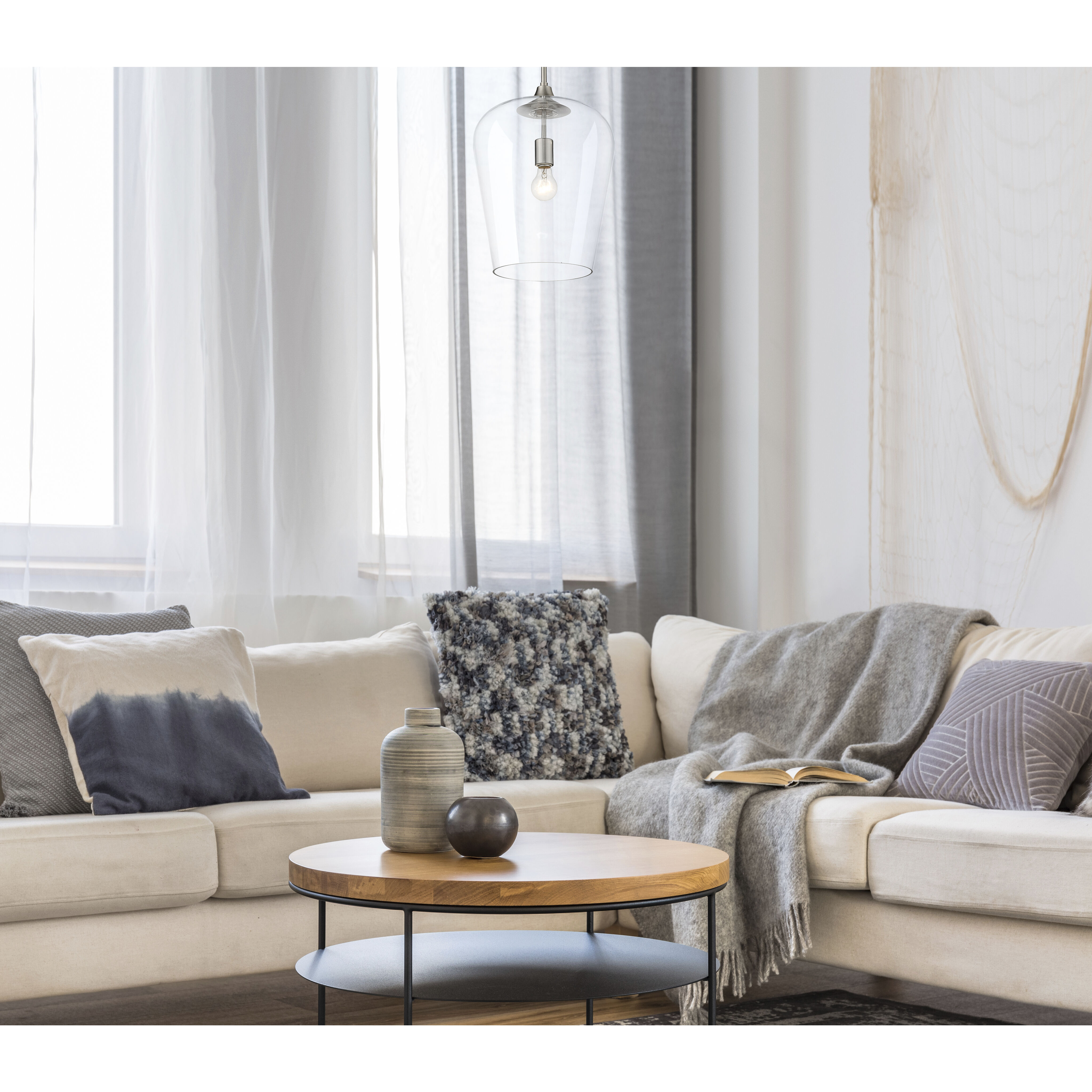 Joliet 1 Light 12 inch Brushed Nickel Pendant Ceiling Light