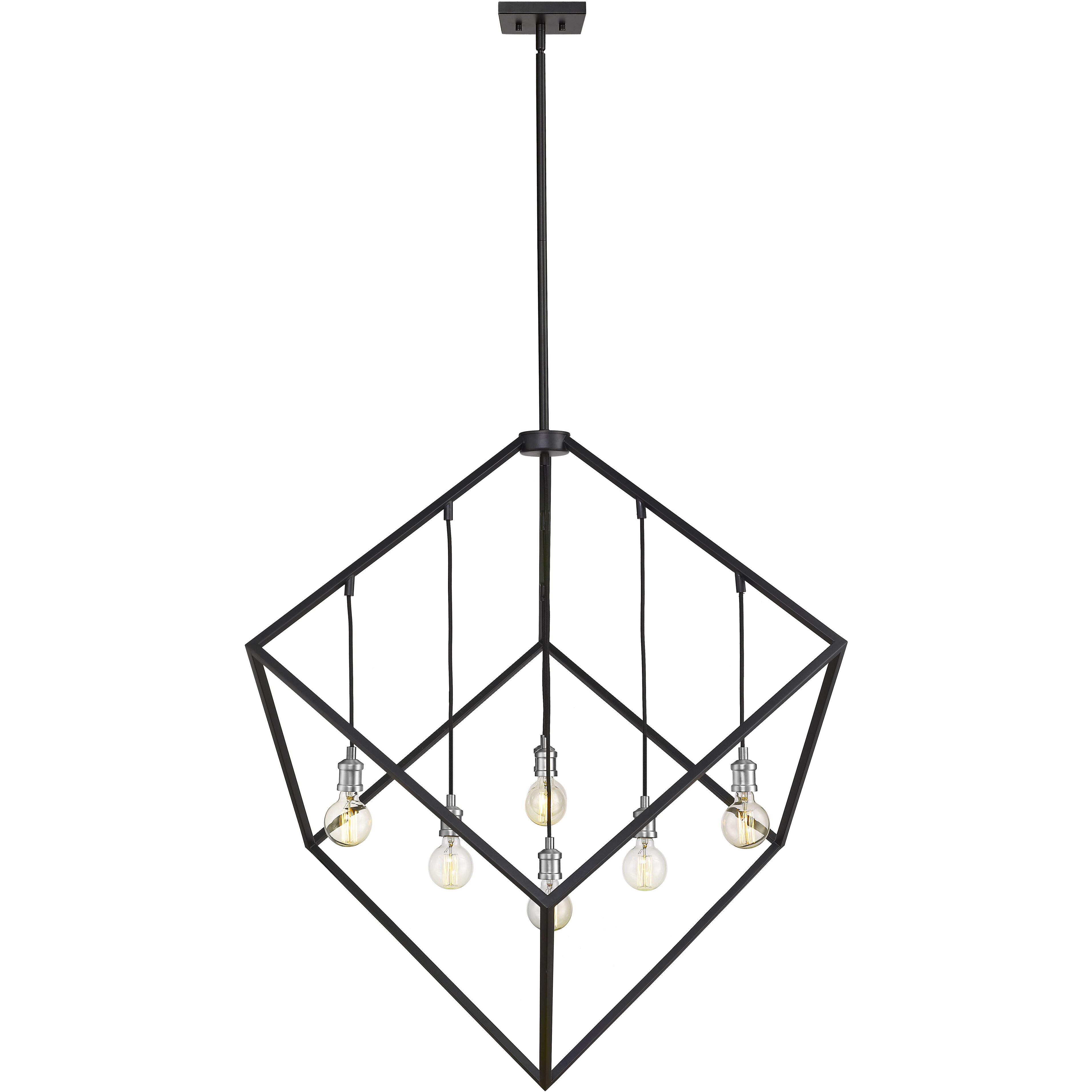 Vertical 7 Light 44 inch Matte Black and Brushed Nickel Chandelier Ceiling Light