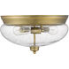 Amon 3 Light 15 inch Heritage Brass Flush Mount Ceiling Light in Clear Seedy Glass, 5.25