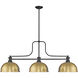Melange 3 Light 52 inch Matte Black Billiard Ceiling Light in Heritage Brass Metal and Glass