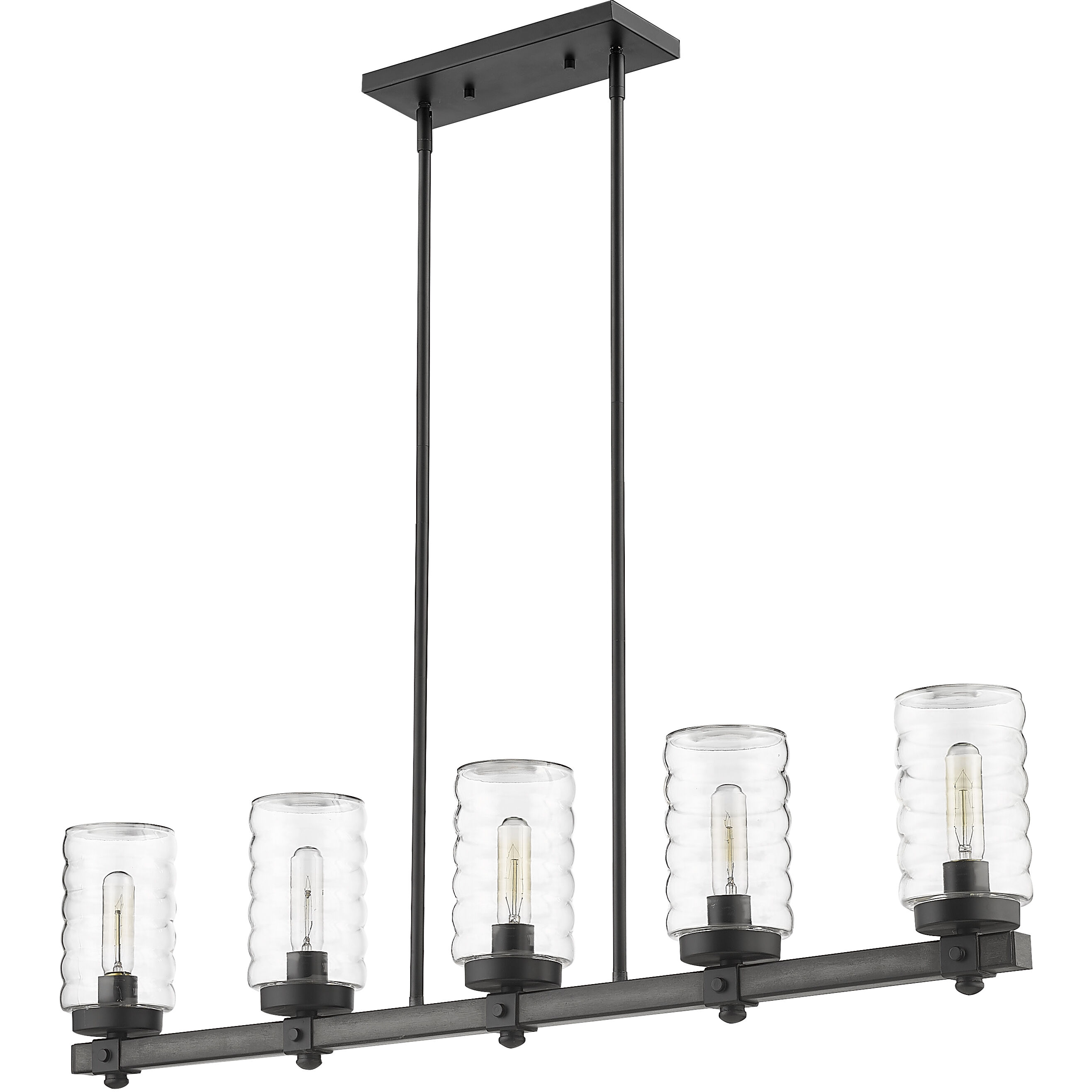 Tahoe 5 Light 4.5 inch Ashen Barnboard Outdoor Linear Chandelier