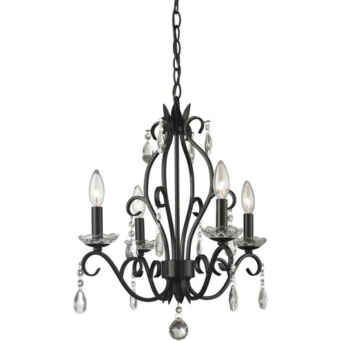 Princess 4 Light 17.13 inch Matte Black Chandelier Ceiling Light