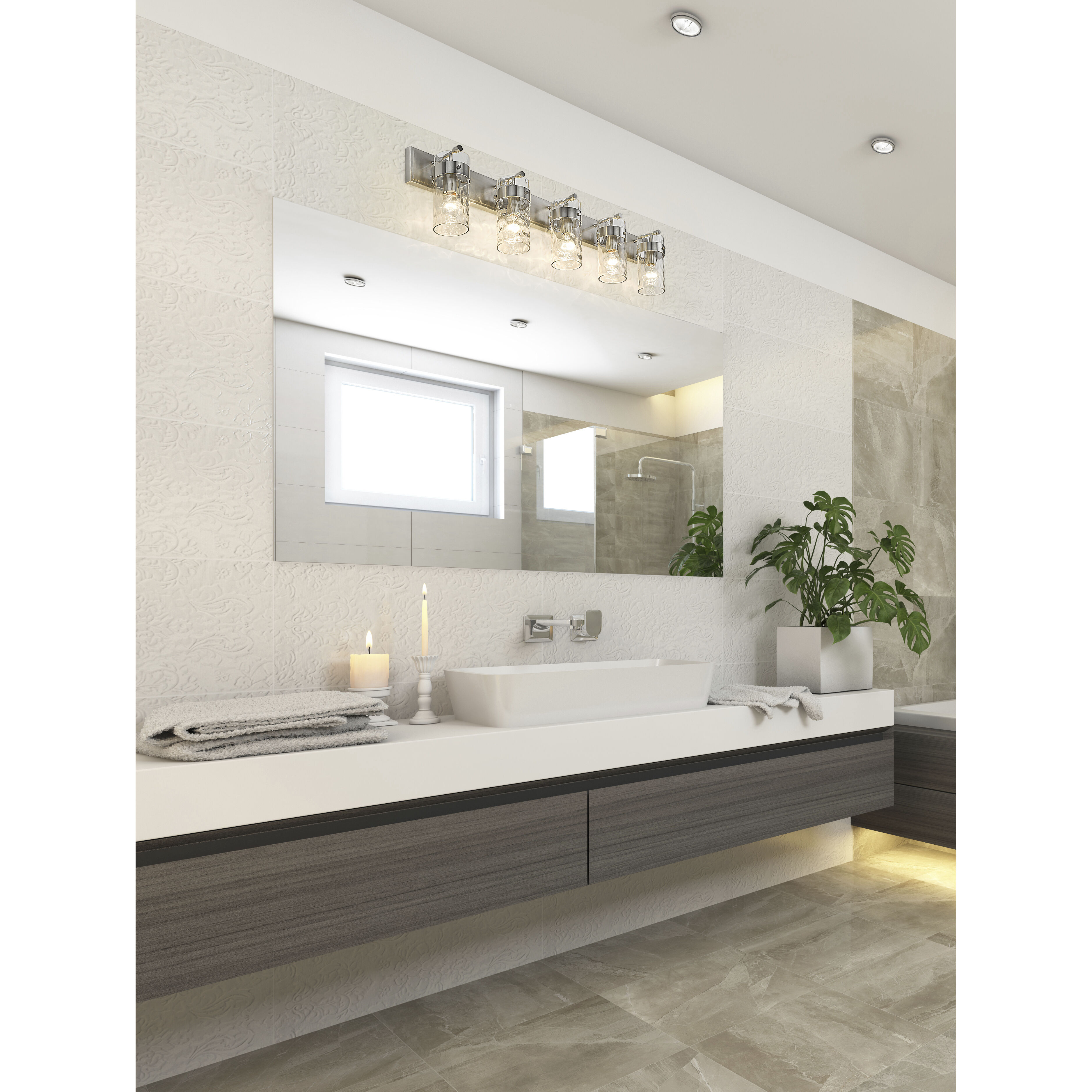 Fontaine 5 Light 44 inch Brushed Nickel Vanity Wall Light