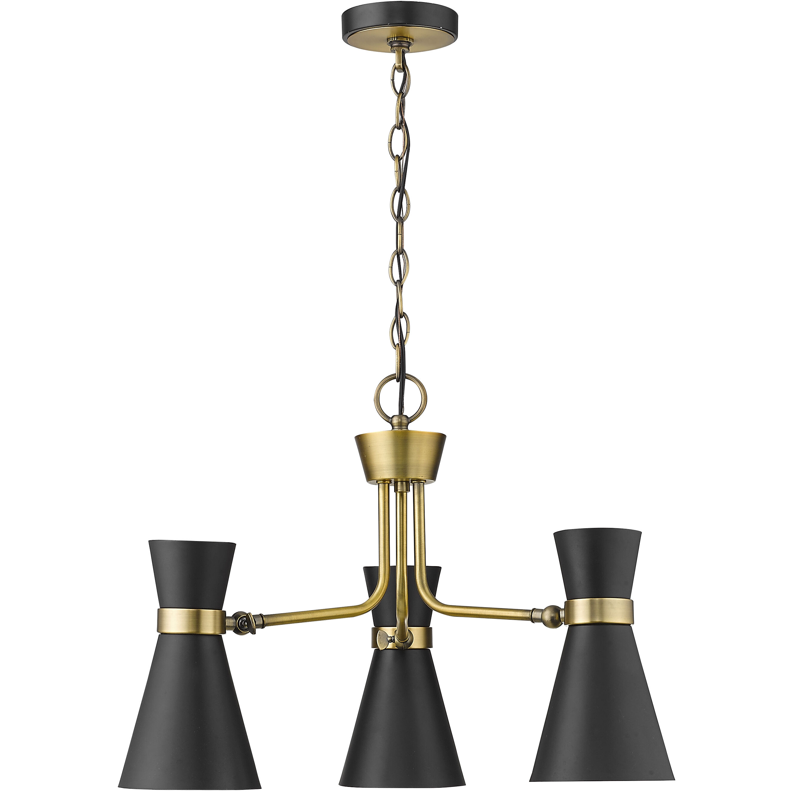 Soriano 3 Light 23.5 inch Matte Black and Heritage Brass Chandelier Ceiling Light