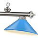 Cordon 3 Light 58 inch Brushed Nickel Billiard Ceiling Light in Electric Blue Steel