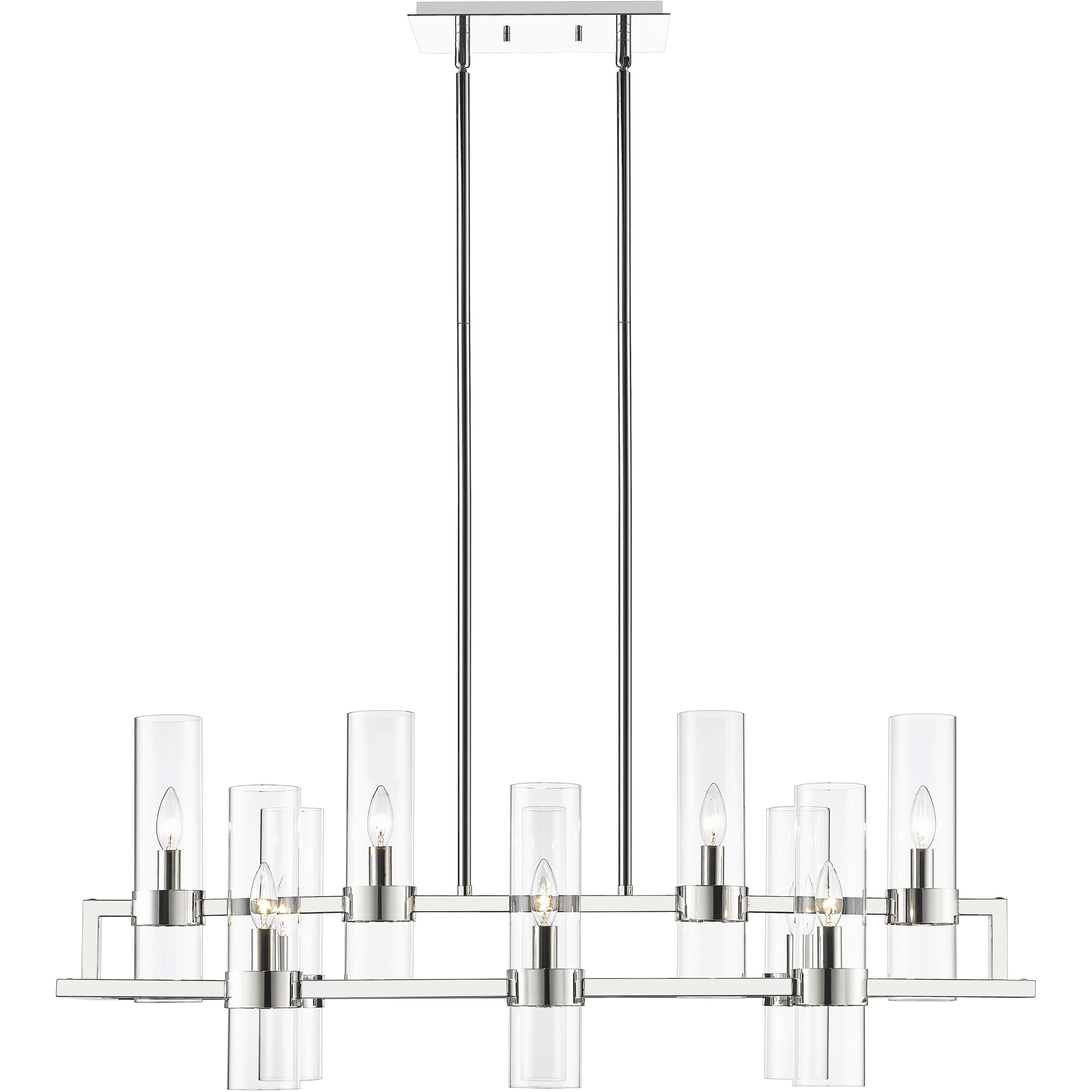 Datus 10 Light 42.5 inch Polished Nickel Linear Chandelier Ceiling Light