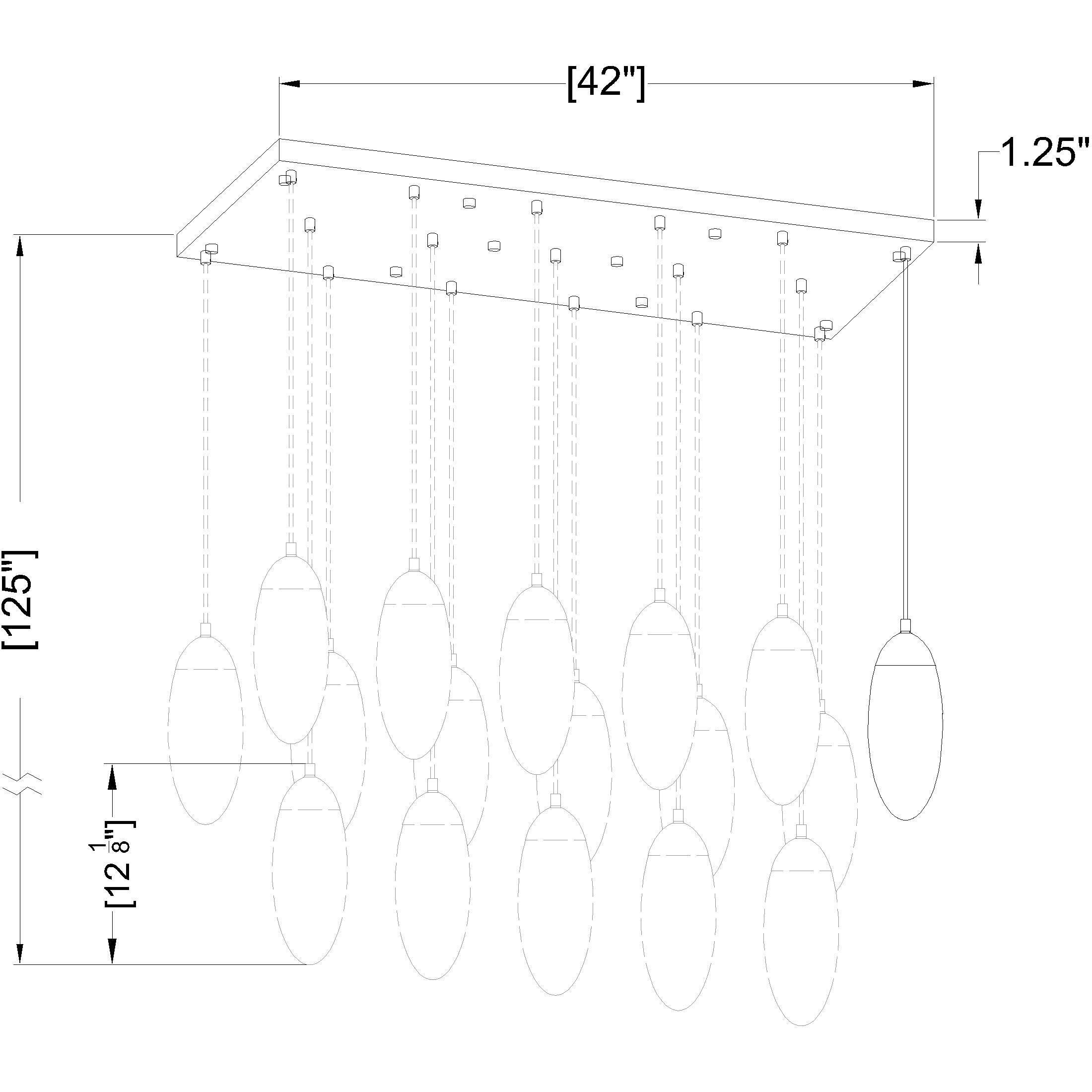 Arden 17 Light 42 inch Matte Black Linear Chandelier Ceiling Light