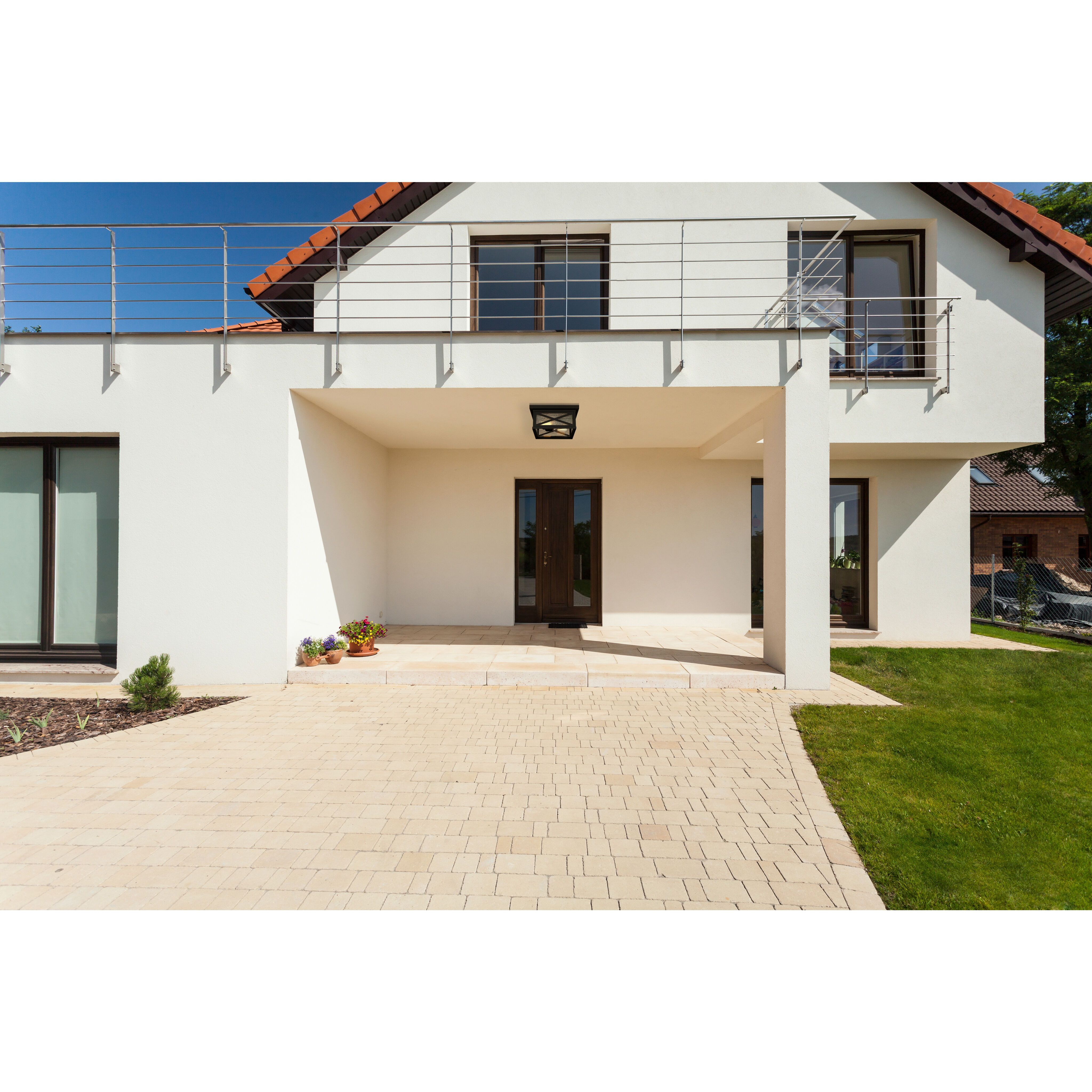 Brookside 2 Light 12 inch Black Outdoor Flush Mount