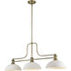 Melange 3 Light 52 inch Heritage Brass Billiard Ceiling Light in Matte Opal Glass