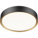 Kawan LED 16 inch Matte Black and Modern Gold Flush Mount Ceiling Light