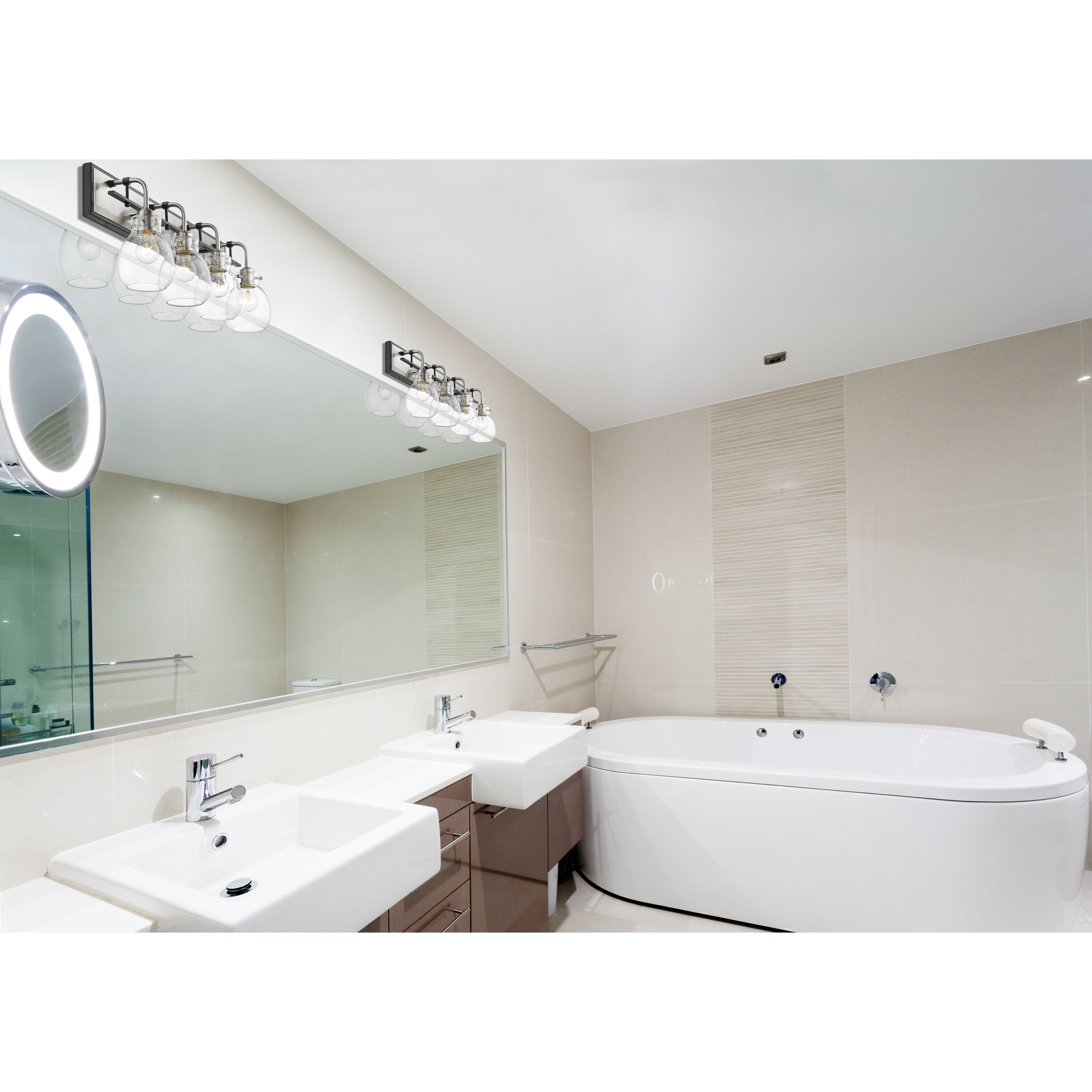 Kraken 4 Light 30 inch Matte Black and Brushed Nickel Vanity Wall Light