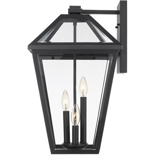 Talbot 3 Light 17.5 inch Black Outdoor Wall Light in Clear Beveled Glass