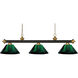 Riviera 3 Light 57 inch Bronze and Satin Gold Billiard Ceiling Light in Green Acrylic, 10.65