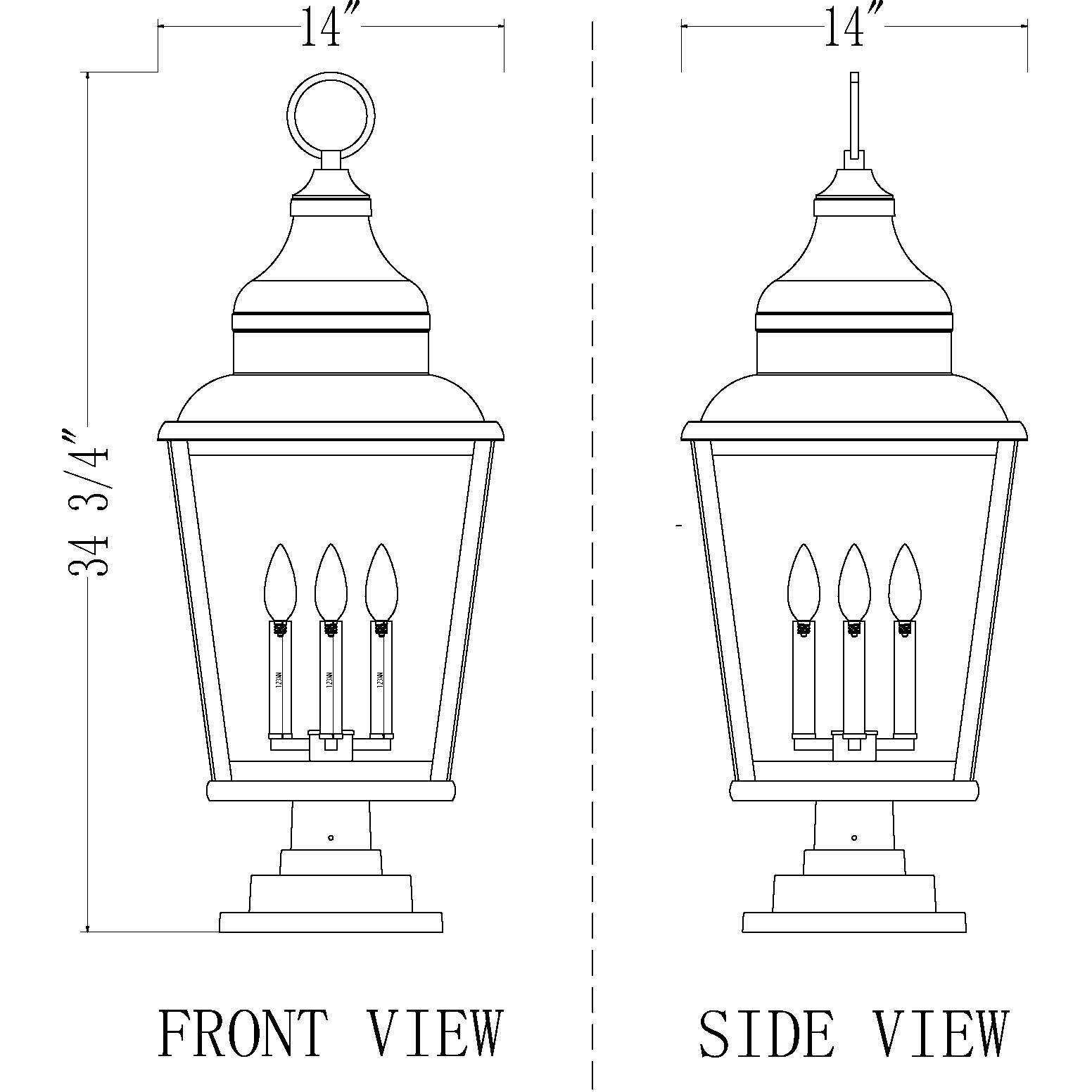 Raphael 4 Light 35 inch Sand Black Outdoor Pier Mounted Fixture in Soft Sand Black