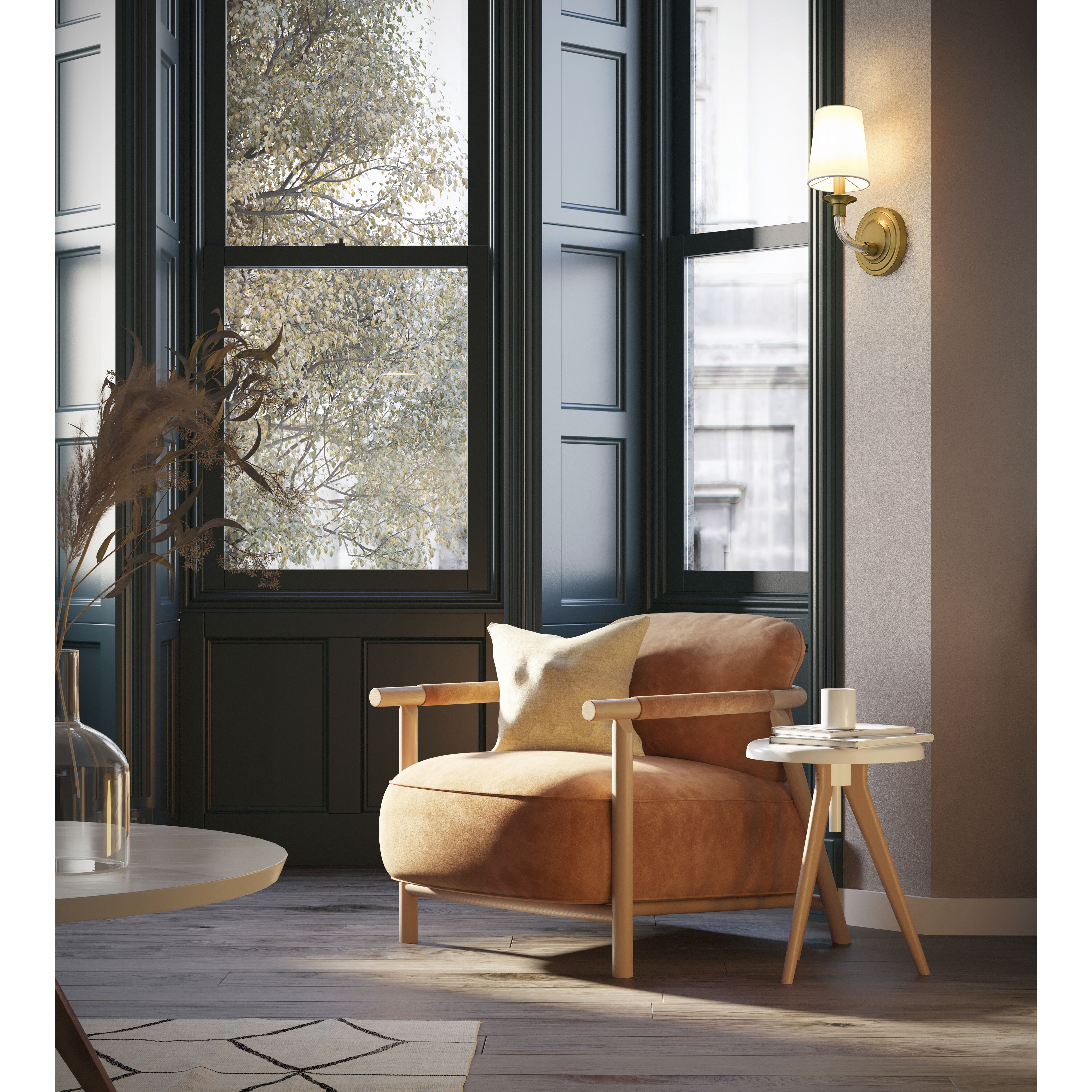 Katerina Wall Sconce Wall Light in Rubbed Brass