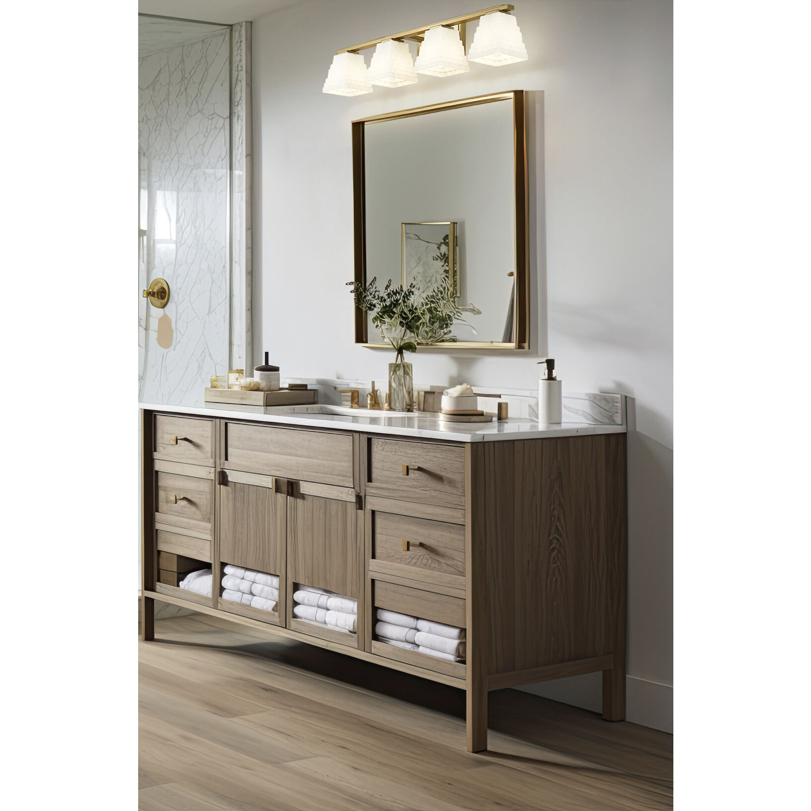 Annalise 4 Light 32 inch Modern Gold Vanity Wall Light