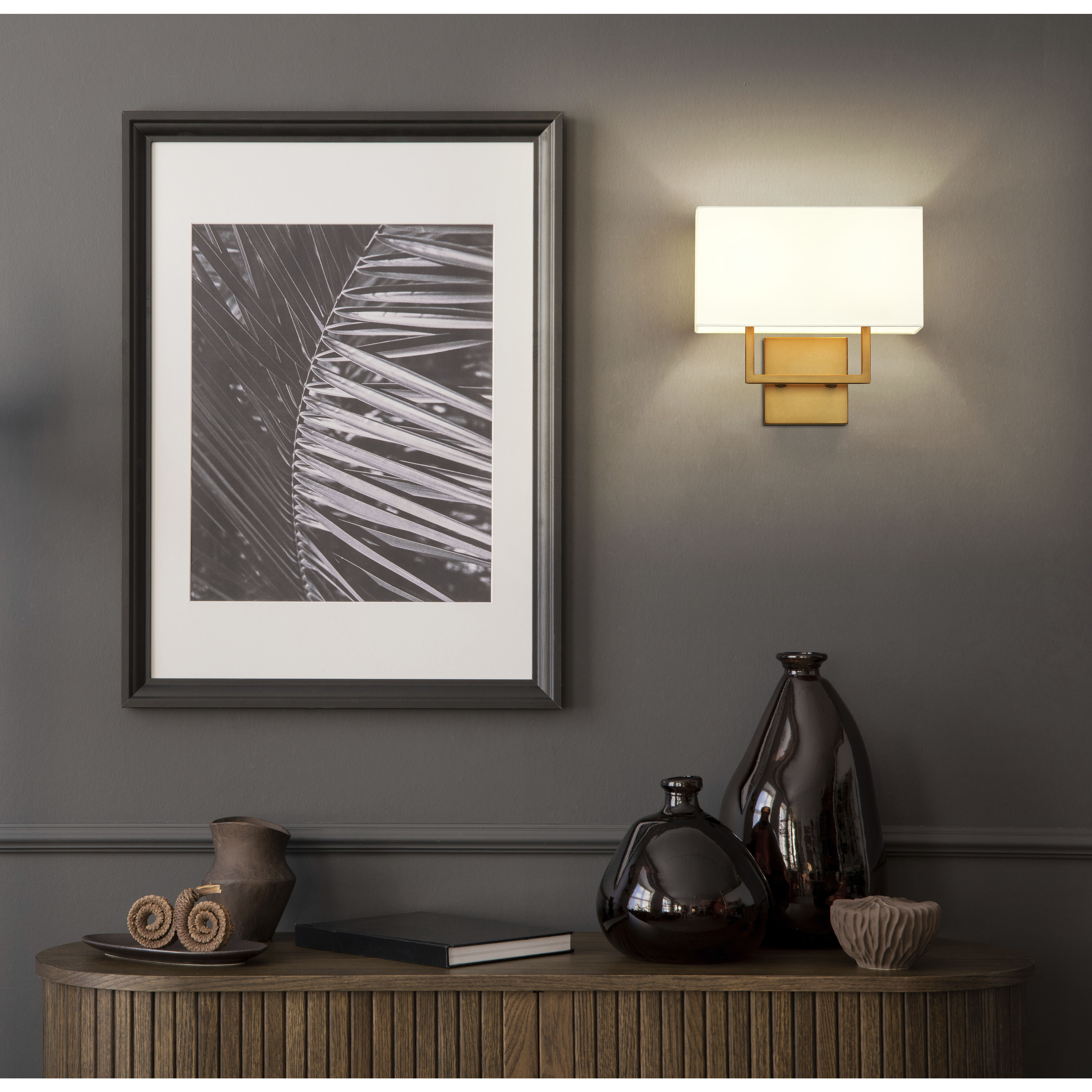 Saxon Wall Sconce Wall Light in Rubbed Brass