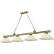 Cordon 4 Light 81.75 inch Rubbed Brass Billiard Light Ceiling Light in White Mottle Glass