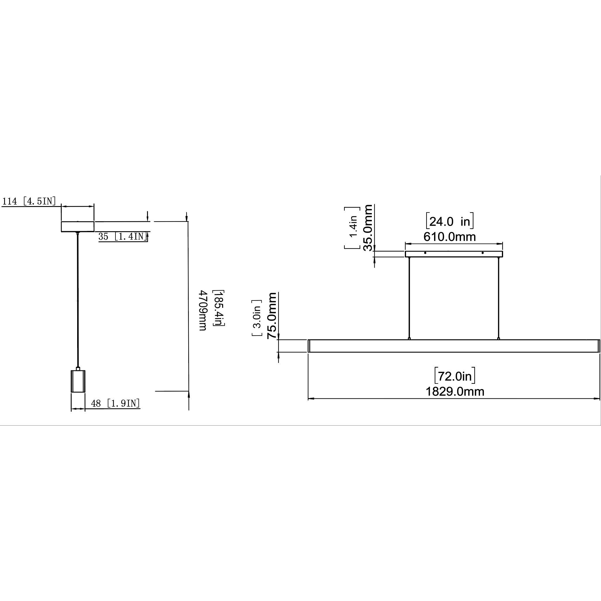 Hudson LED 72 inch Brushed Nickel Linear Chandelier Ceiling Light