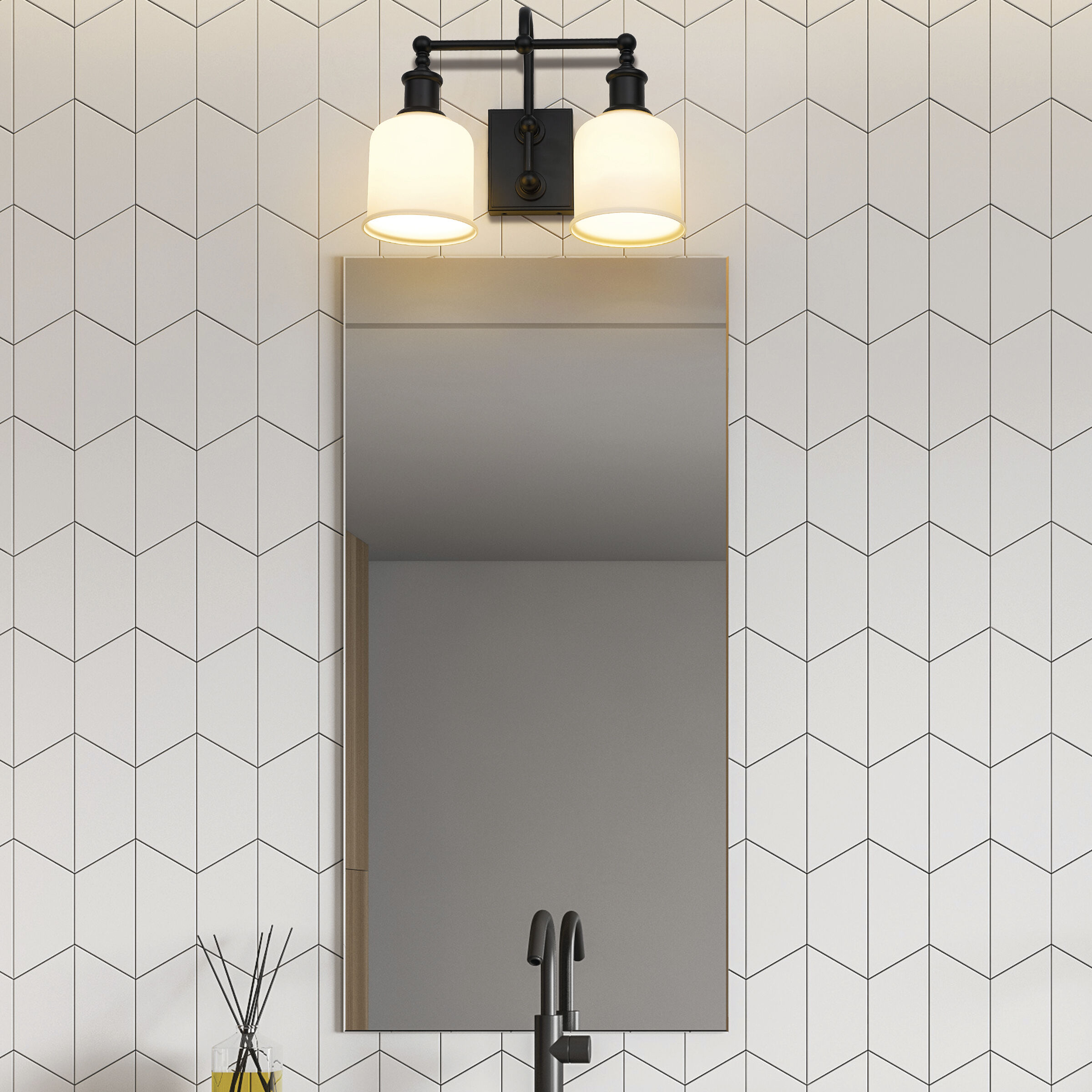 Bryant 2 Light 16 inch Matte Black Vanity Wall Light