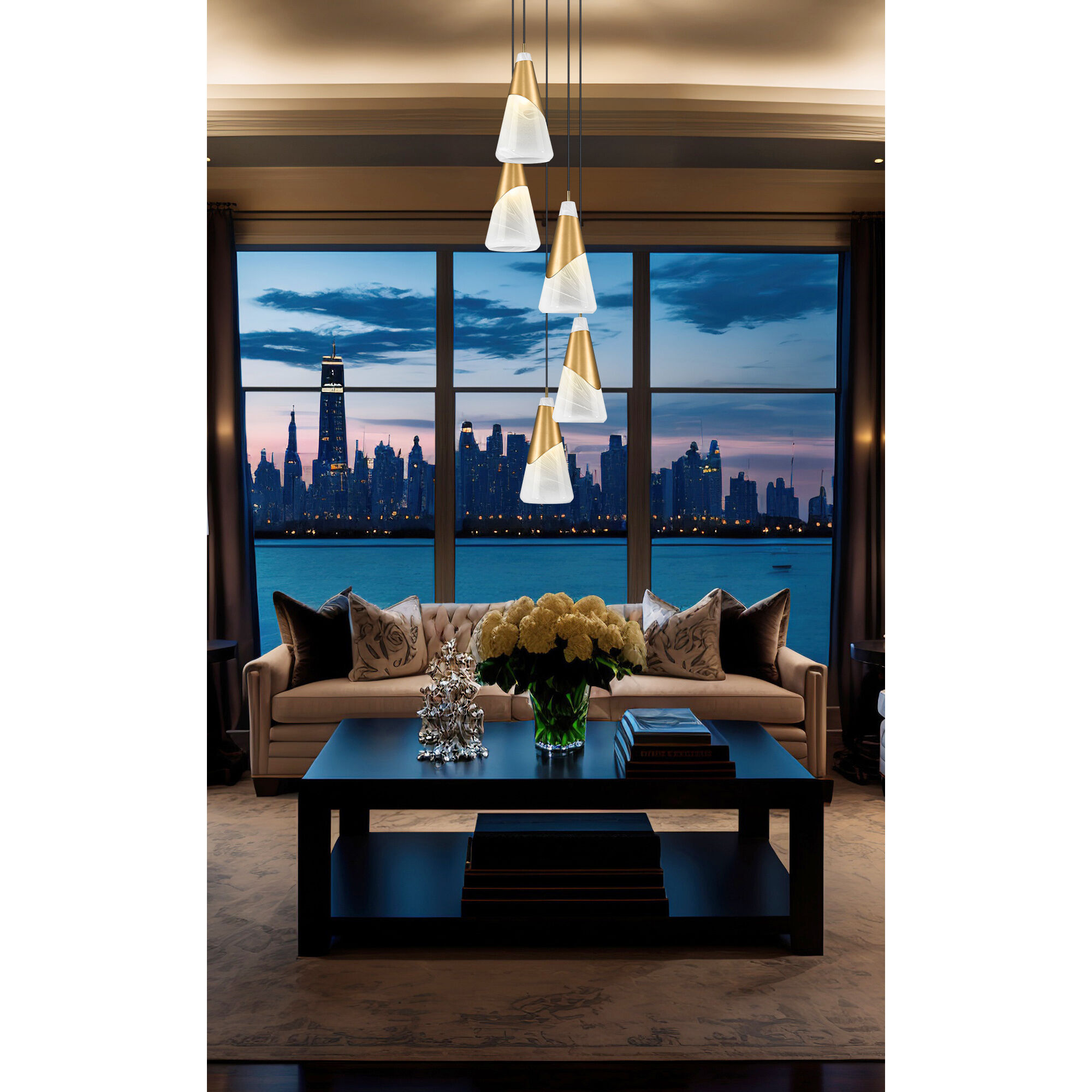 Aimie 5 Light 12 inch Modern Gold Chandelier Ceiling Light