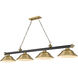 Cordon 4 Light 81.75 inch Matte Black and Rubbed Brass Billiard Ceiling Light in Rubbed Brass Metal