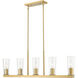 Titus 5 Light 44 inch Modern Gold Linear Chandelier Ceiling Light