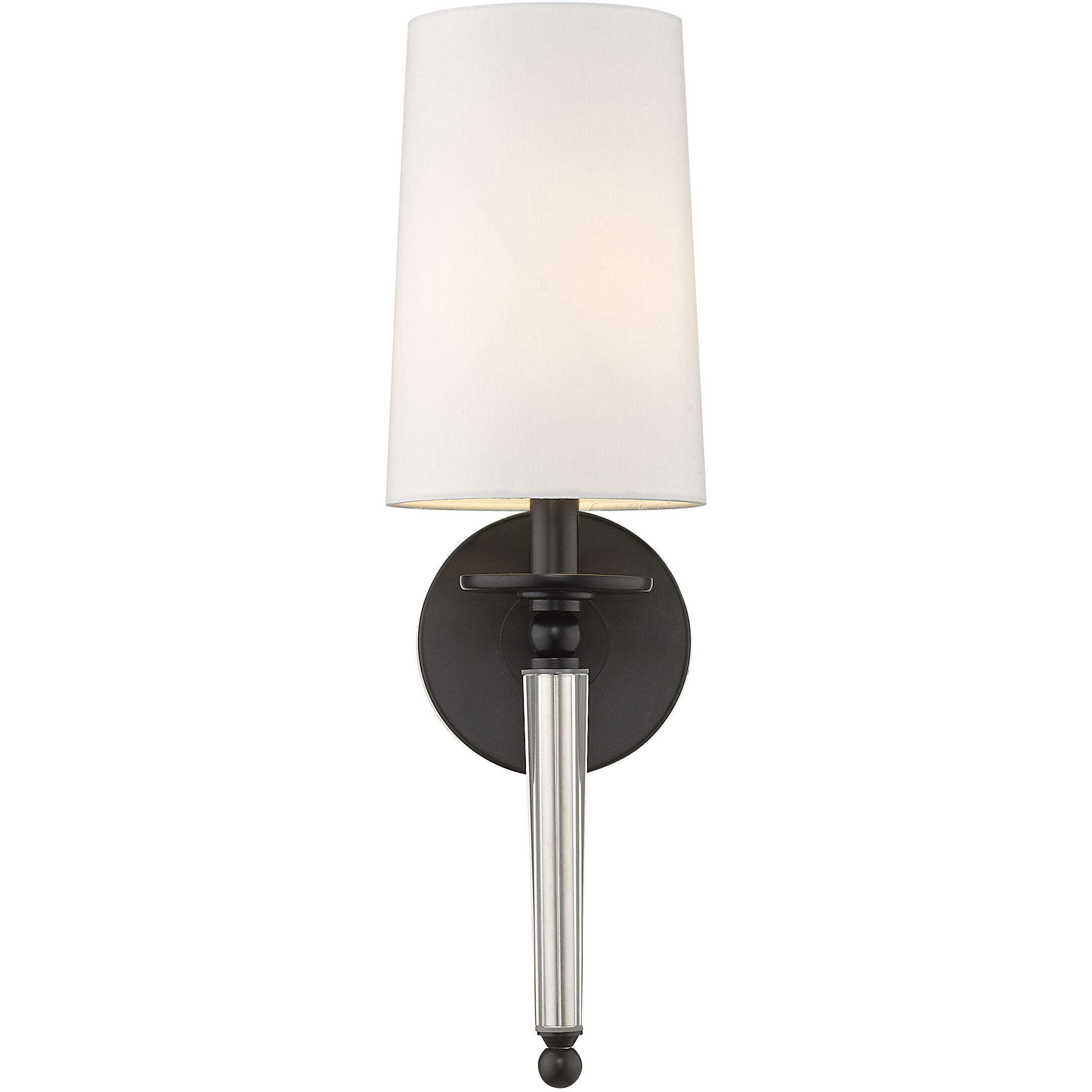 Avery 1 Light 5.5 inch Matte Black Wall Sconce Wall Light in White Fabric