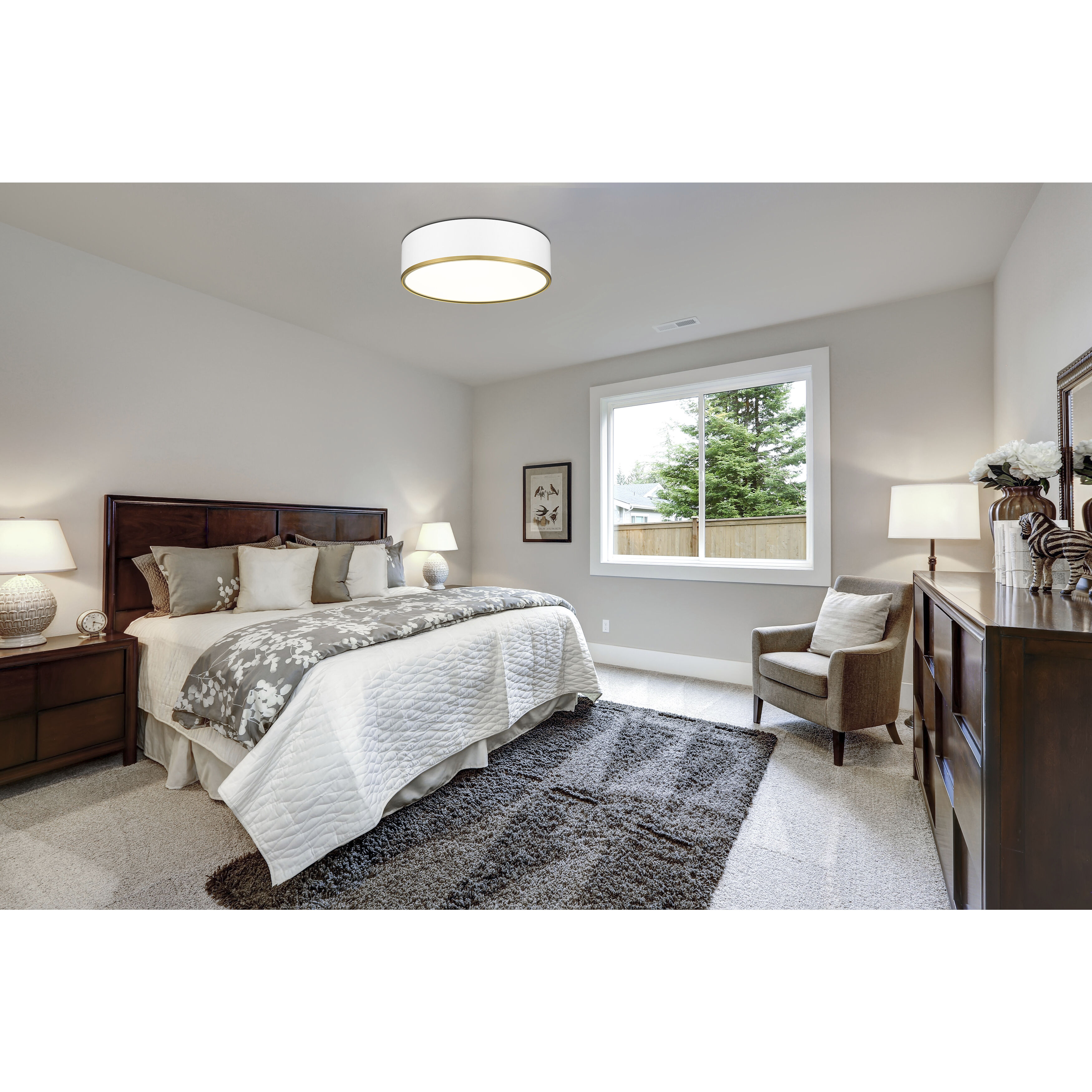 Arlo 4 Light 20.25 inch Matte White and Rubbed Brass Flush Mount Ceiling Light