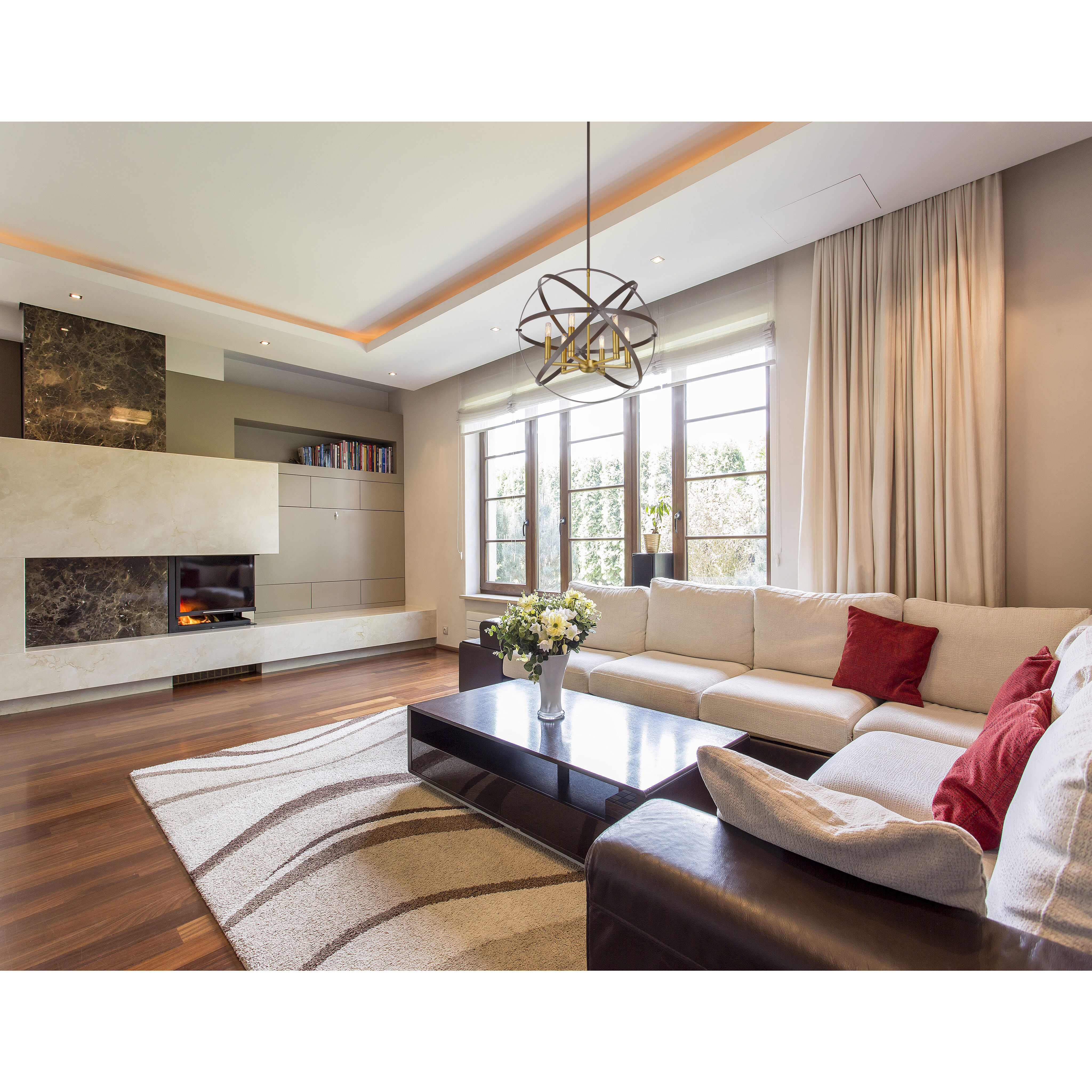 Cavallo 6 Light 24 inch Hammered Bronze and Olde Brass Chandelier Ceiling Light