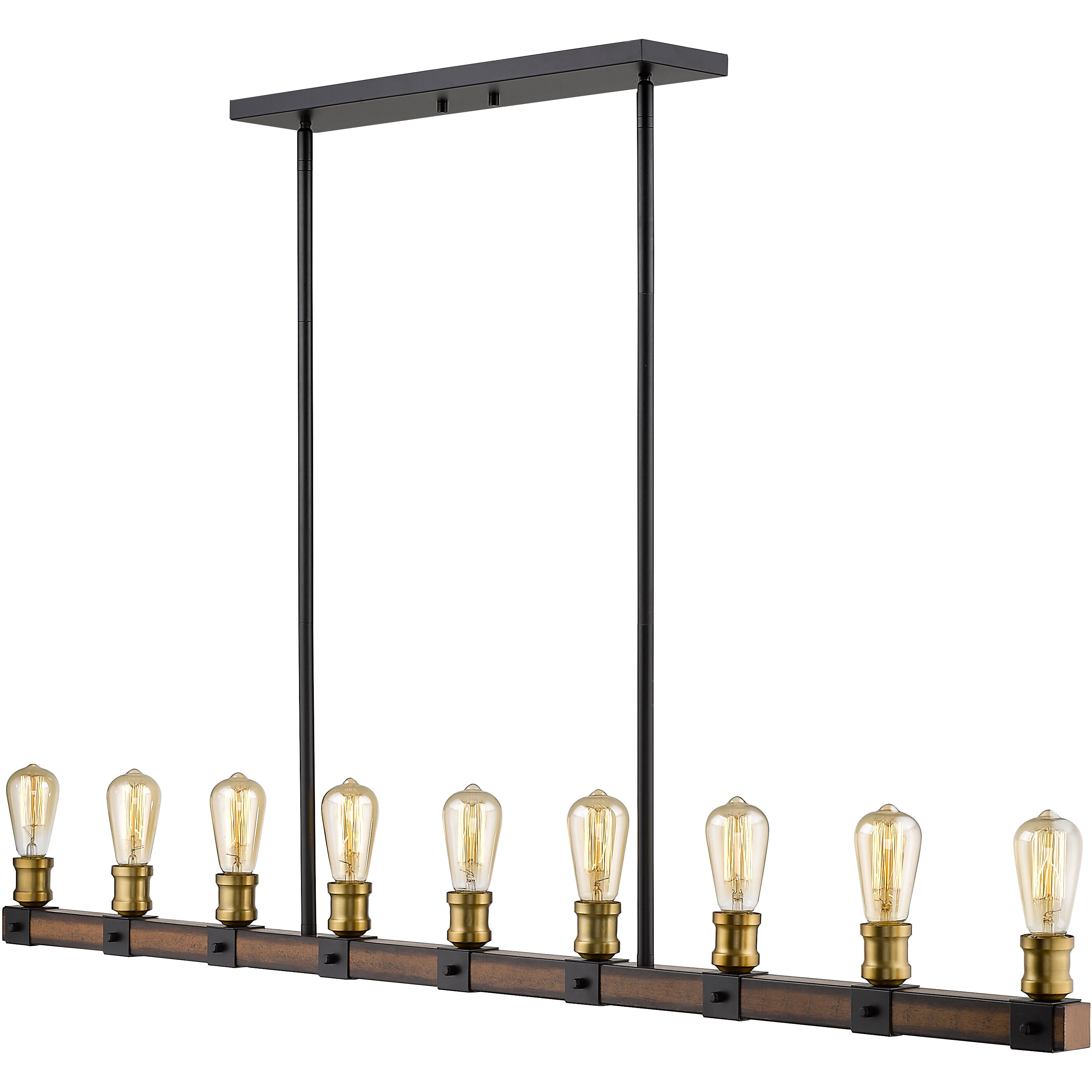 Kirkland 9 Light 56 inch Rustic Mahogany Linear Chandelier Ceiling Light