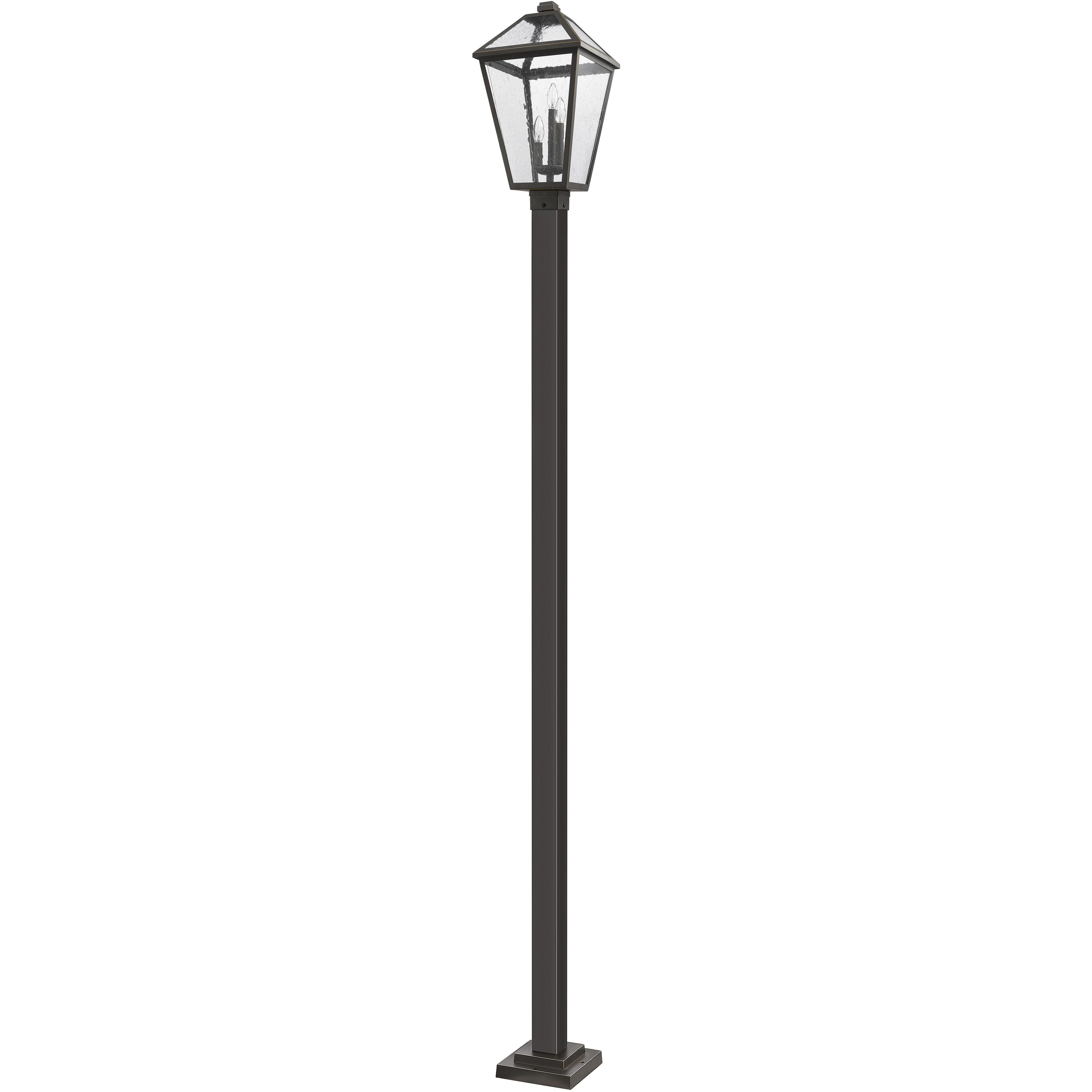 Talbot 3 Light 117.25 inch Oil Rubbed Bronze Outdoor Post Mounted Fixture in Seedy Glass