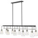 Kraken 10 Light 56 inch Matte Black and Brushed Nickel Linear Chandelier Ceiling Light