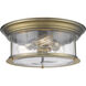 Sonna 3 Light 15.5 inch Heritage Brass Flush Mount Ceiling Light