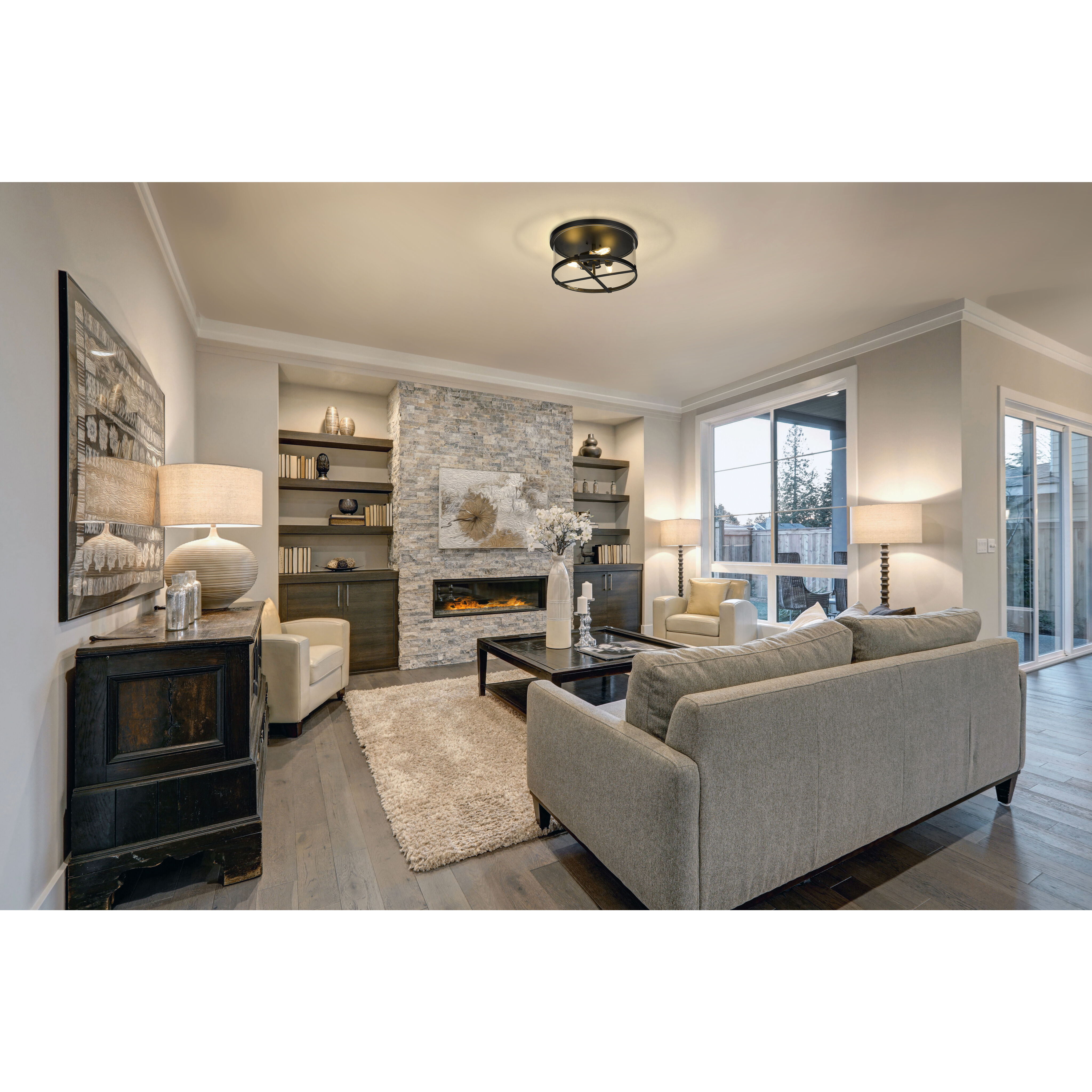 Callista 3 Light 16.5 inch Matte Black Flush Mount Ceiling Light