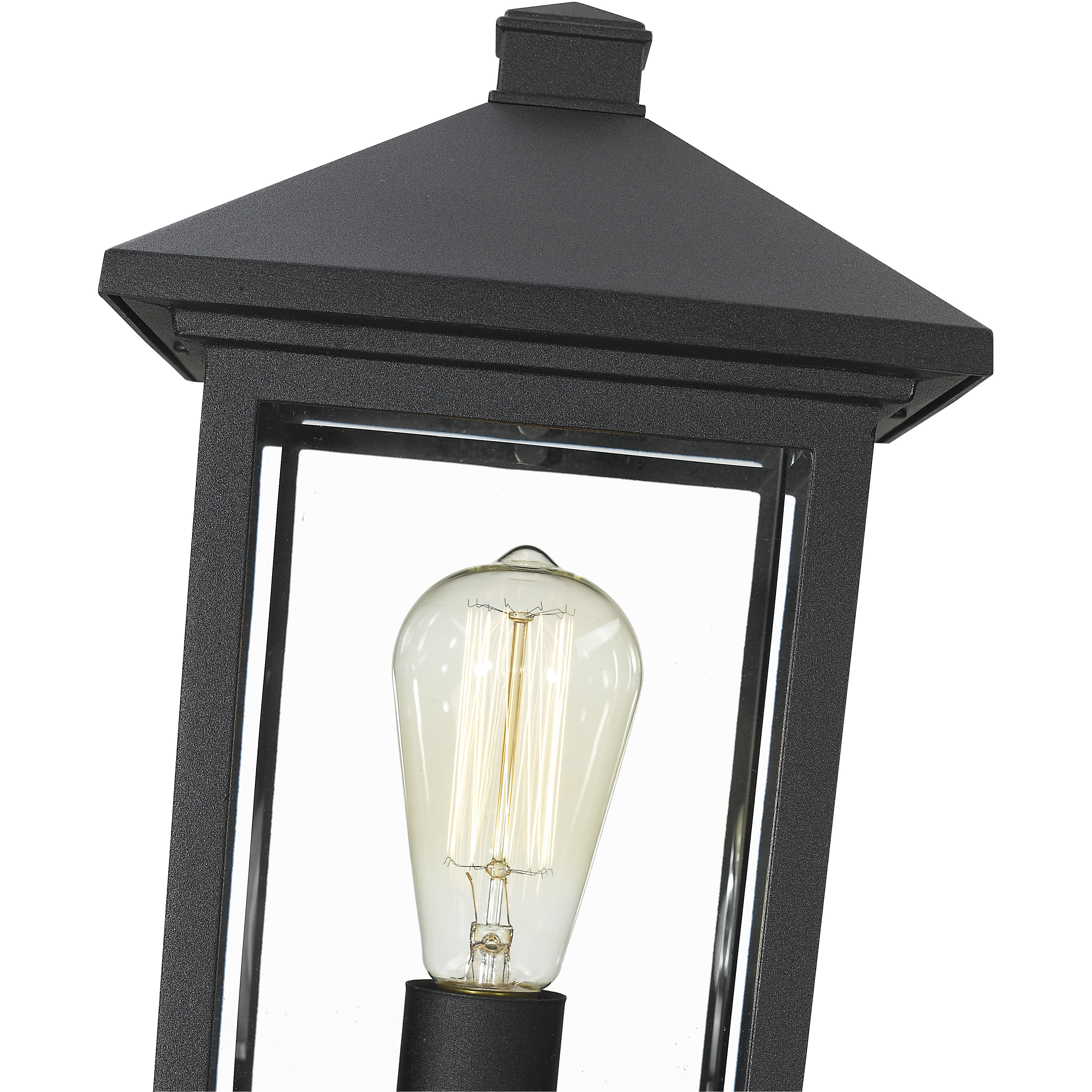 Portland 1 Light 17 inch Black Outdoor Pier Mounted Fixture in Clear Beveled Glass, 5.07
