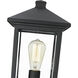 Portland 1 Light 17 inch Black Outdoor Pier Mounted Fixture in Clear Beveled Glass, 5.07