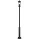 Tiberius 4 Light 120 inch Black Outdoor Post Mounted Fixture in Clear Seedy Glass