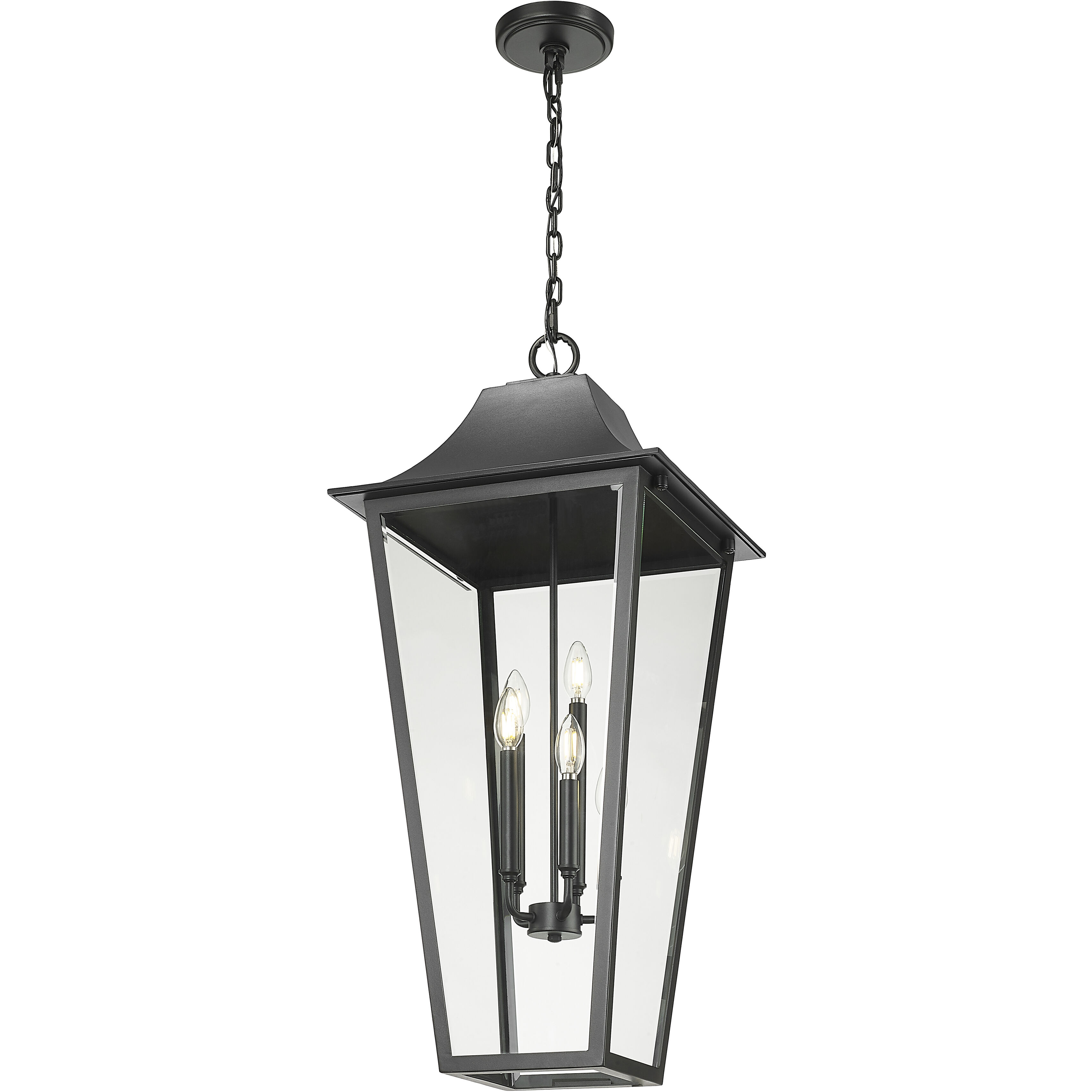 Gannon 5 Light 16 inch Black Outdoor Chain Mount Ceiling Fixture in G9