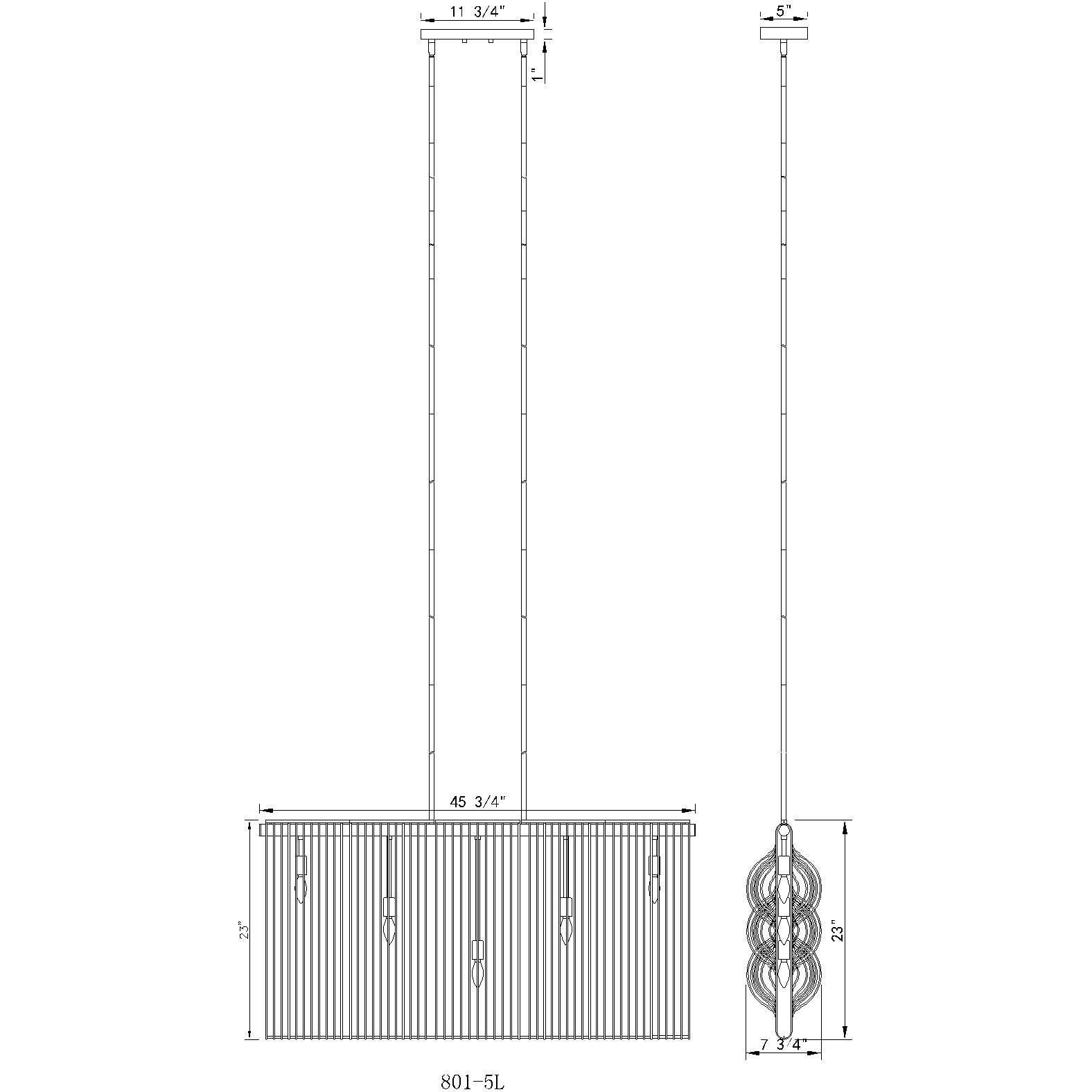 Contour 5 Light 45.75 inch White Linear Chandelier Ceiling Light