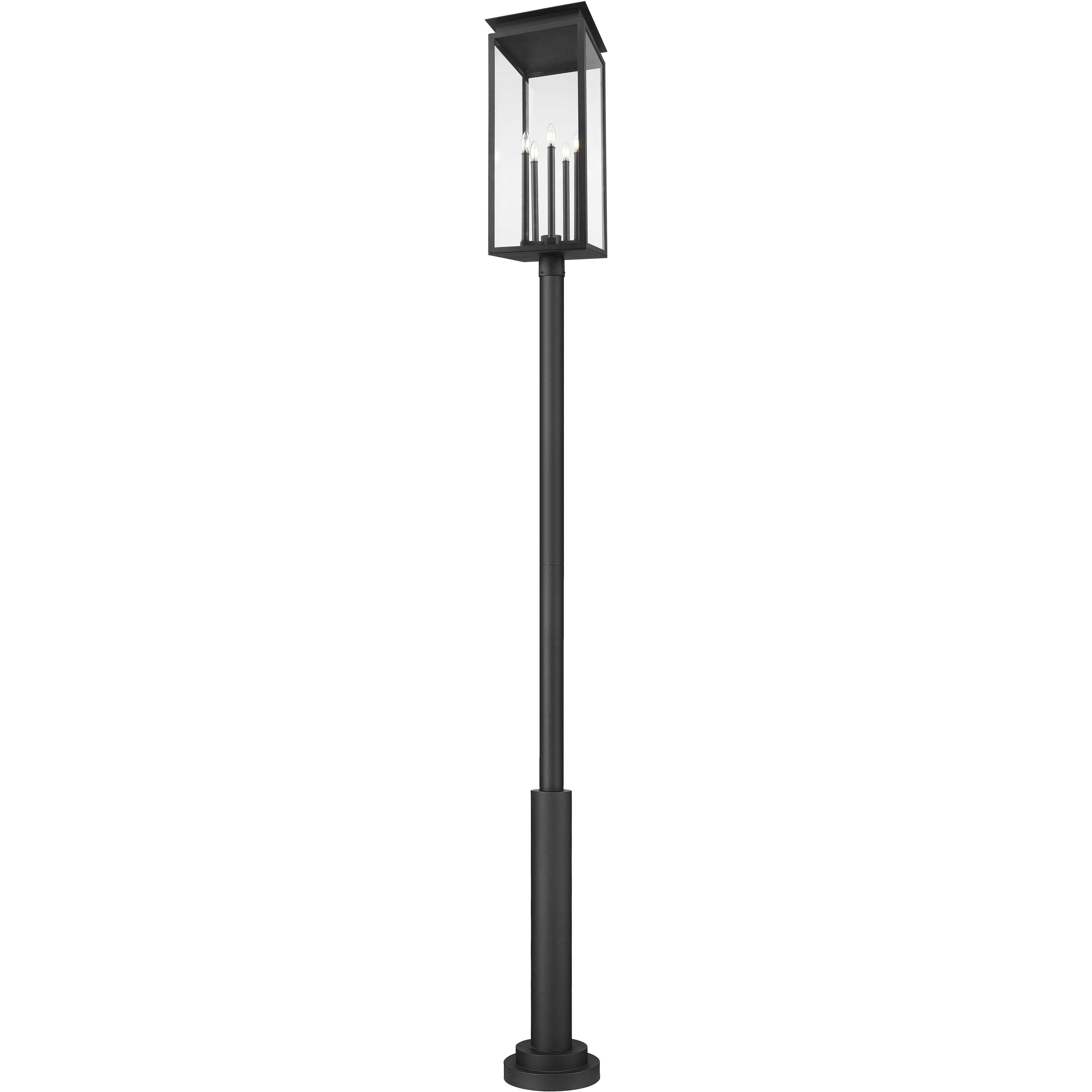 Nova 5 Light 129.75 inch Black Outdoor Post Mounted Fixture in Clear Glass